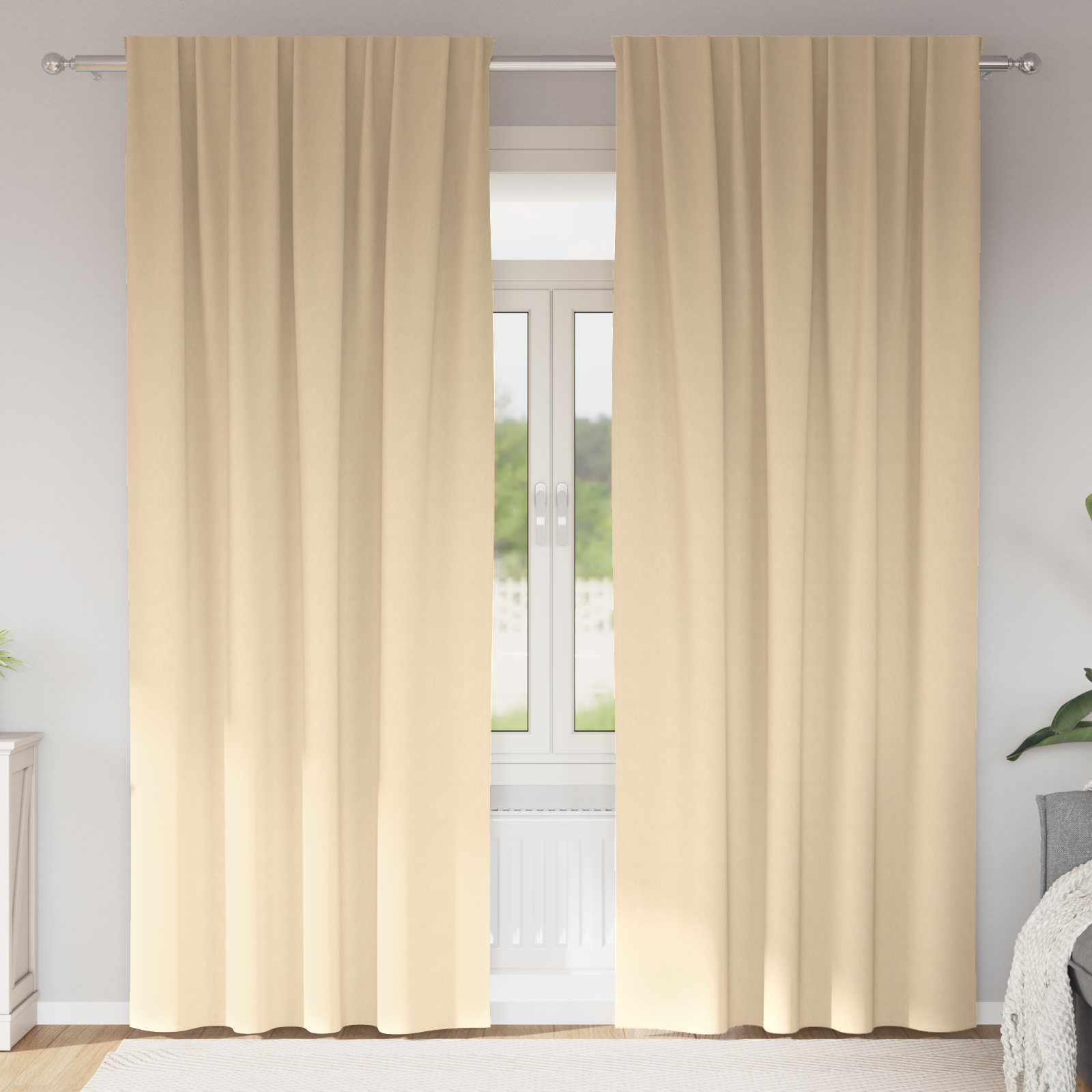 Gordijnen met gordijnen 2 pcs Crème 245 x 140 cm Polyester