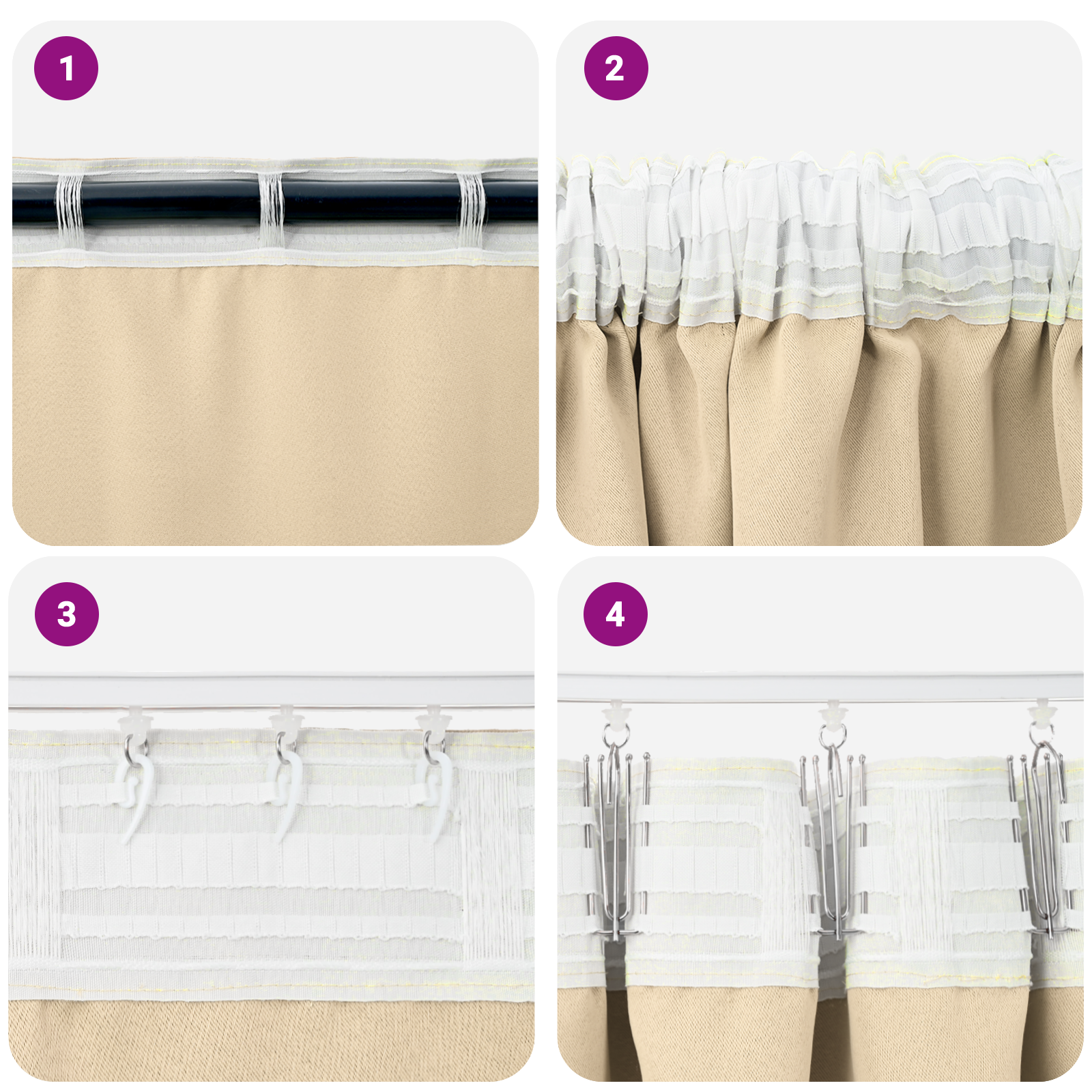 Zwart-out Gordijnen met Ringen 2 pcs Crème 260 x 140 cm