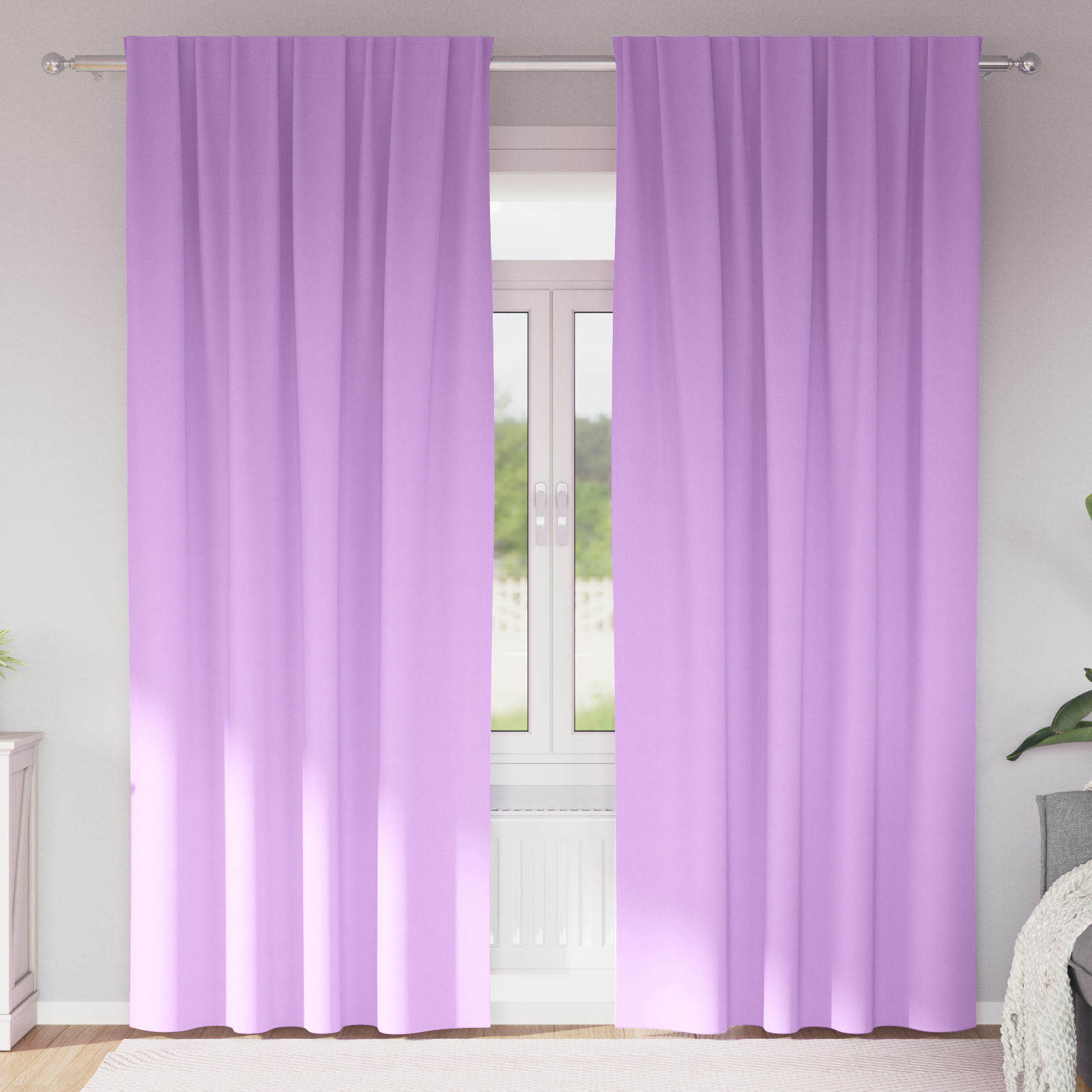 Gordijnen met gordijnen 2 pcs Paars 225 x 140 cm Polyester