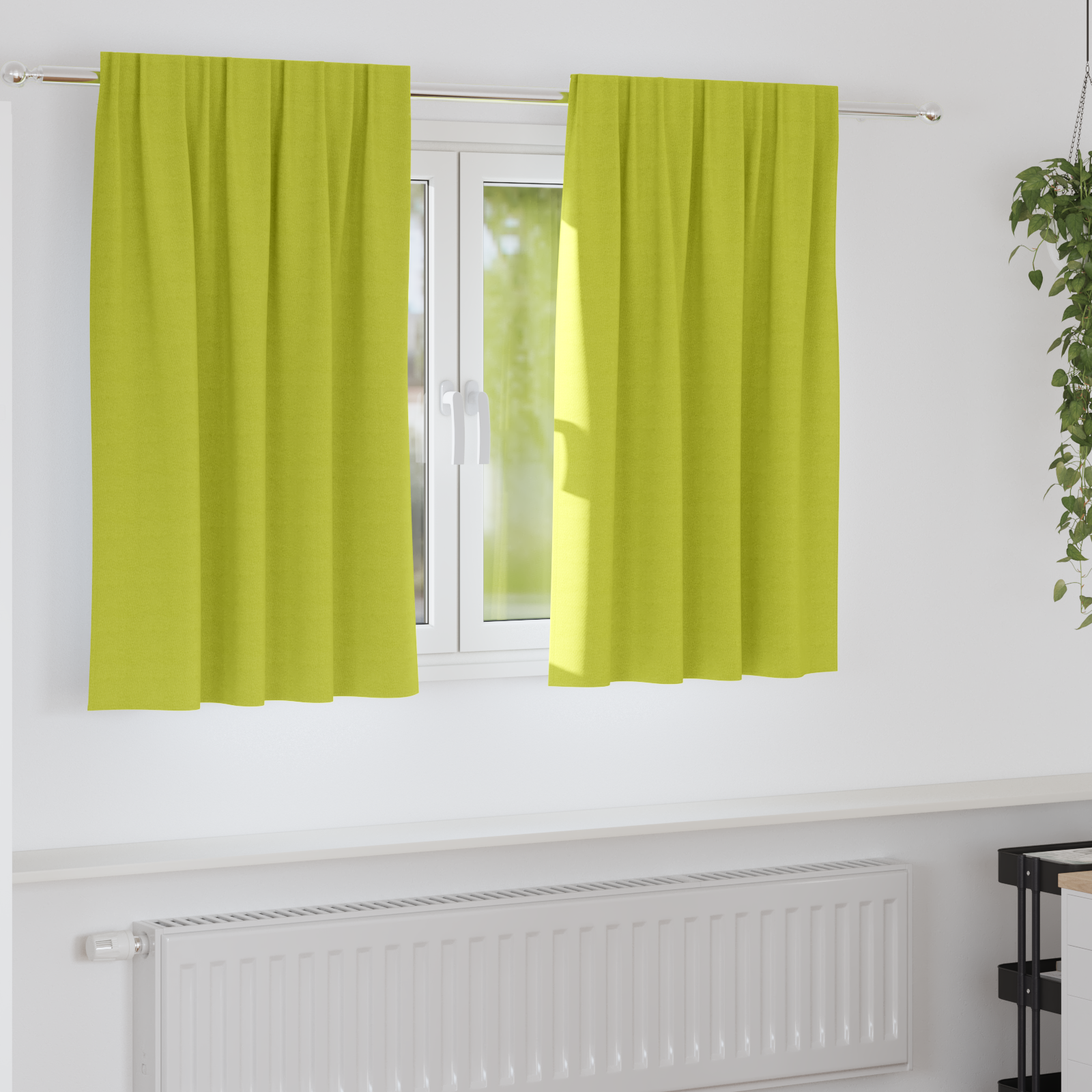 Gordijnen met gordijnen 2 pcs Appelgroen 140 x 140 cm Polyester