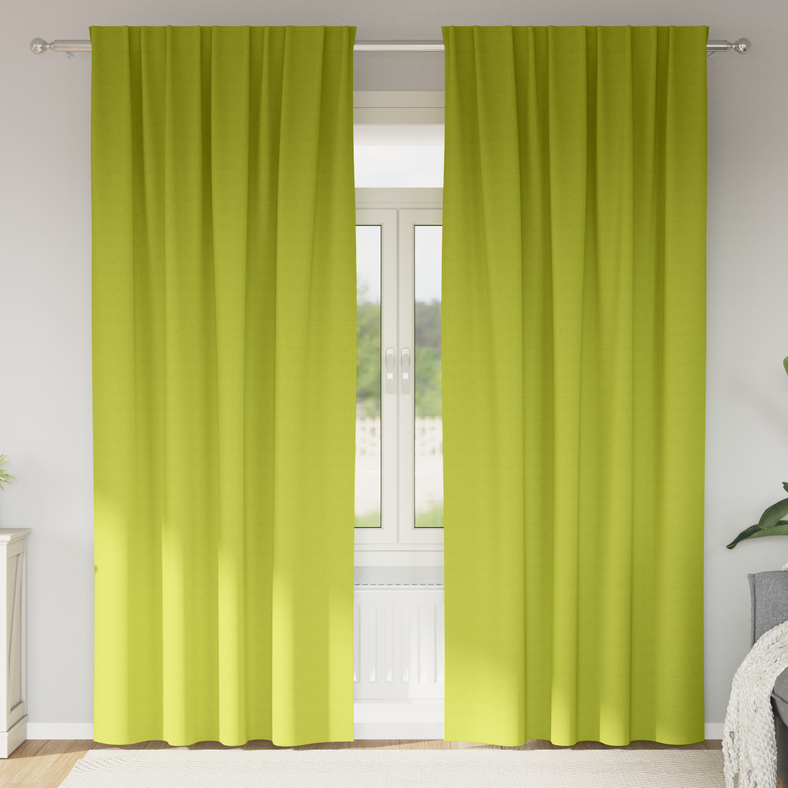 Gordijnen met gordijnen 2 pcs Appelgroen 225 x 140 cm Polyester