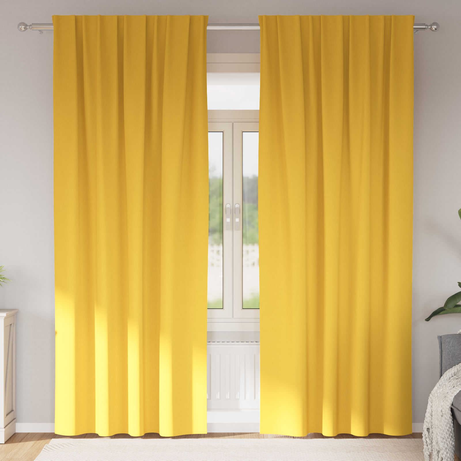 Gordijnen 2 pcs Mosterdgeel 260 x 140 cm Polyester