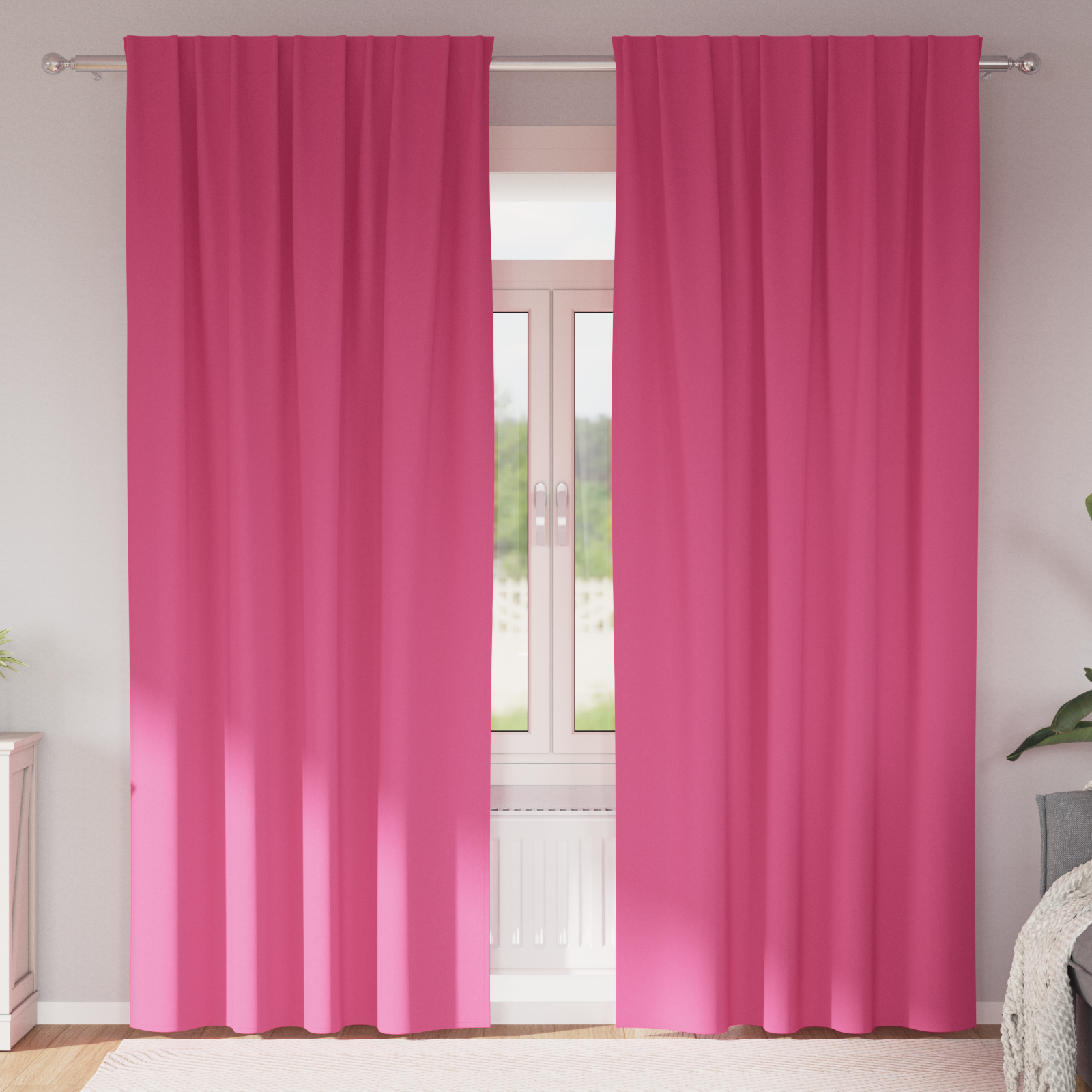 Gordijnen met gordijnen 2 pcs Felroze 245 x 140 cm Polyester