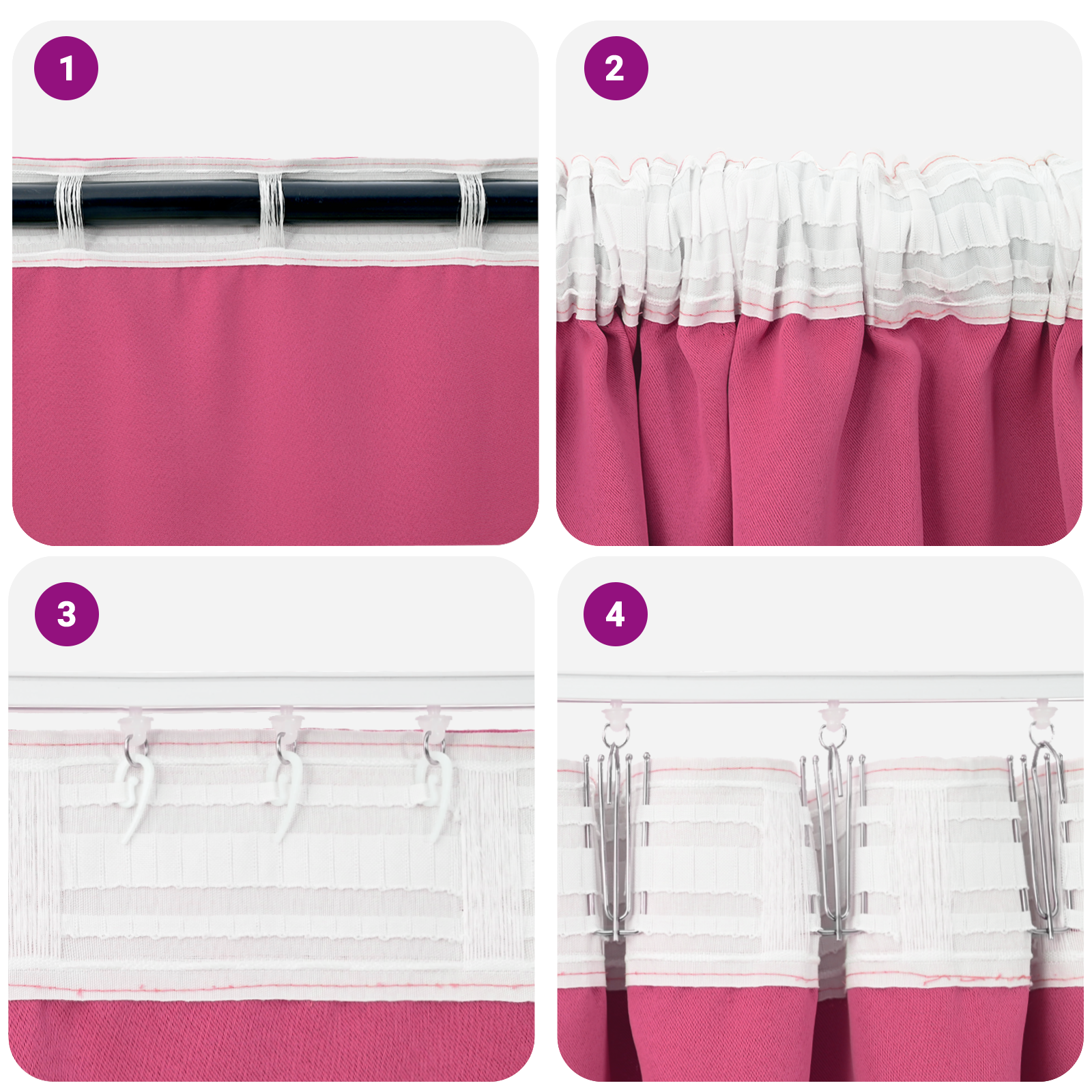 Zwart-out Gordijnen met Ringen 2 pcs Felroze 260 x 140 cm