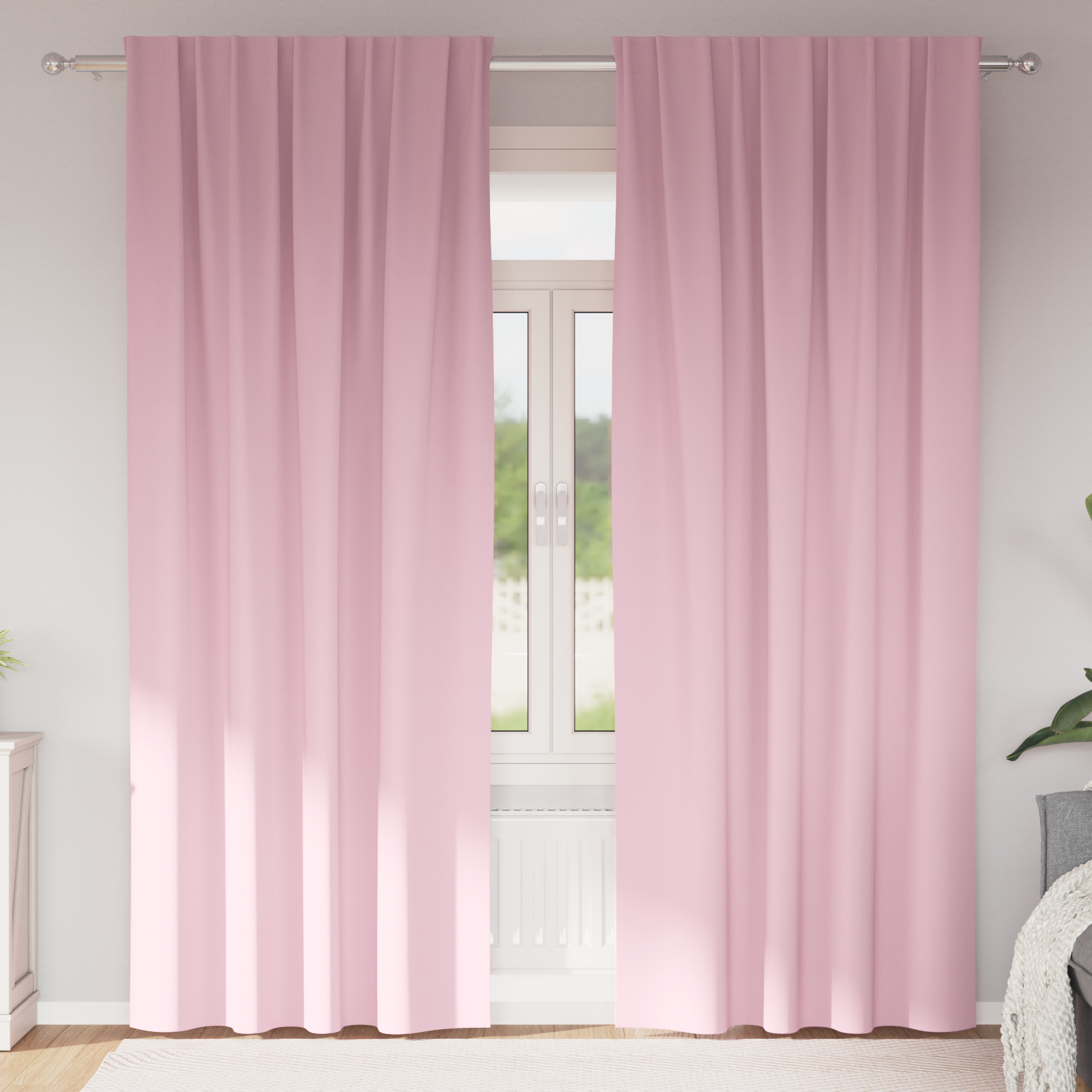 Gordijnen met gordijnen 2 pcs Babyroze 245 x 140 cm Polyester image 1