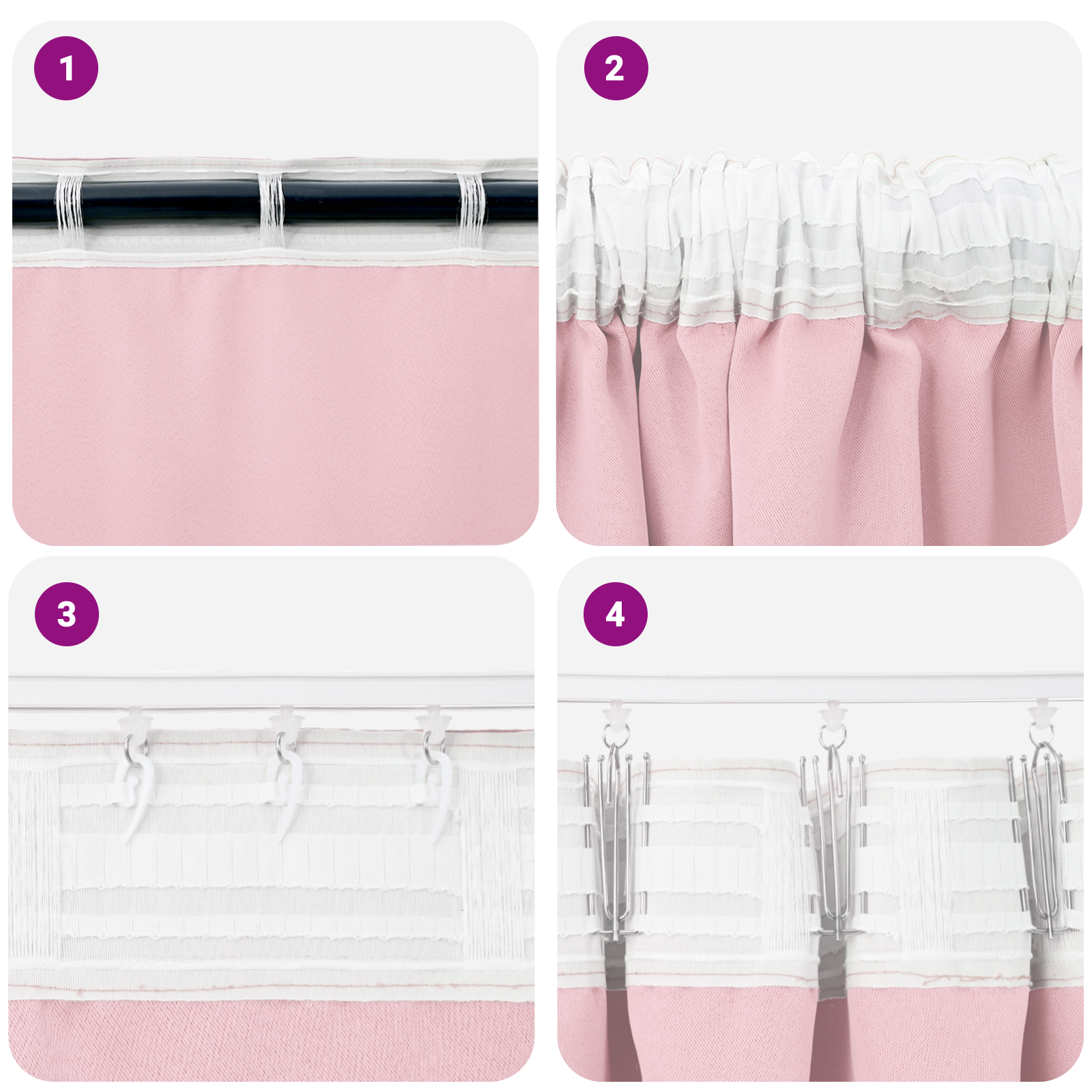 Zwart-out Gordijnen met Ringen 2 pcs Babyroze 260 x 140 cm