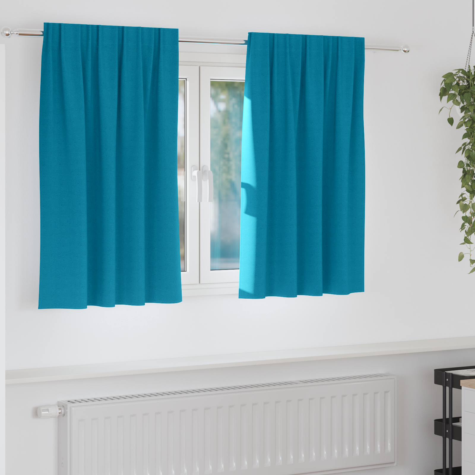 Gordijnen met gordijnen 2 pcs Turquoise 140 x 140 cm Polyester
