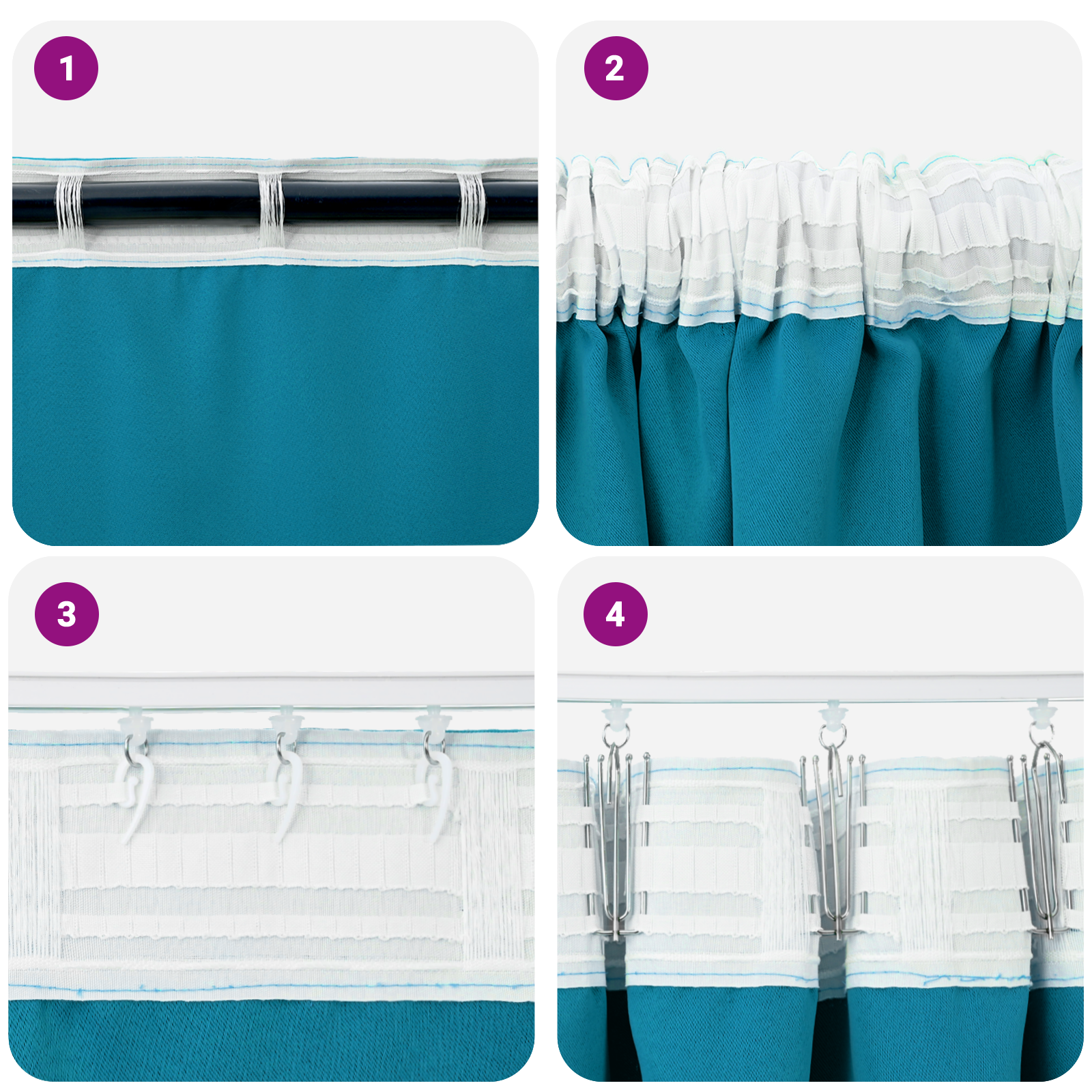 Zwart-out Gordijnen met Ringen 2 pcs Turquoise 225 x 140 cm