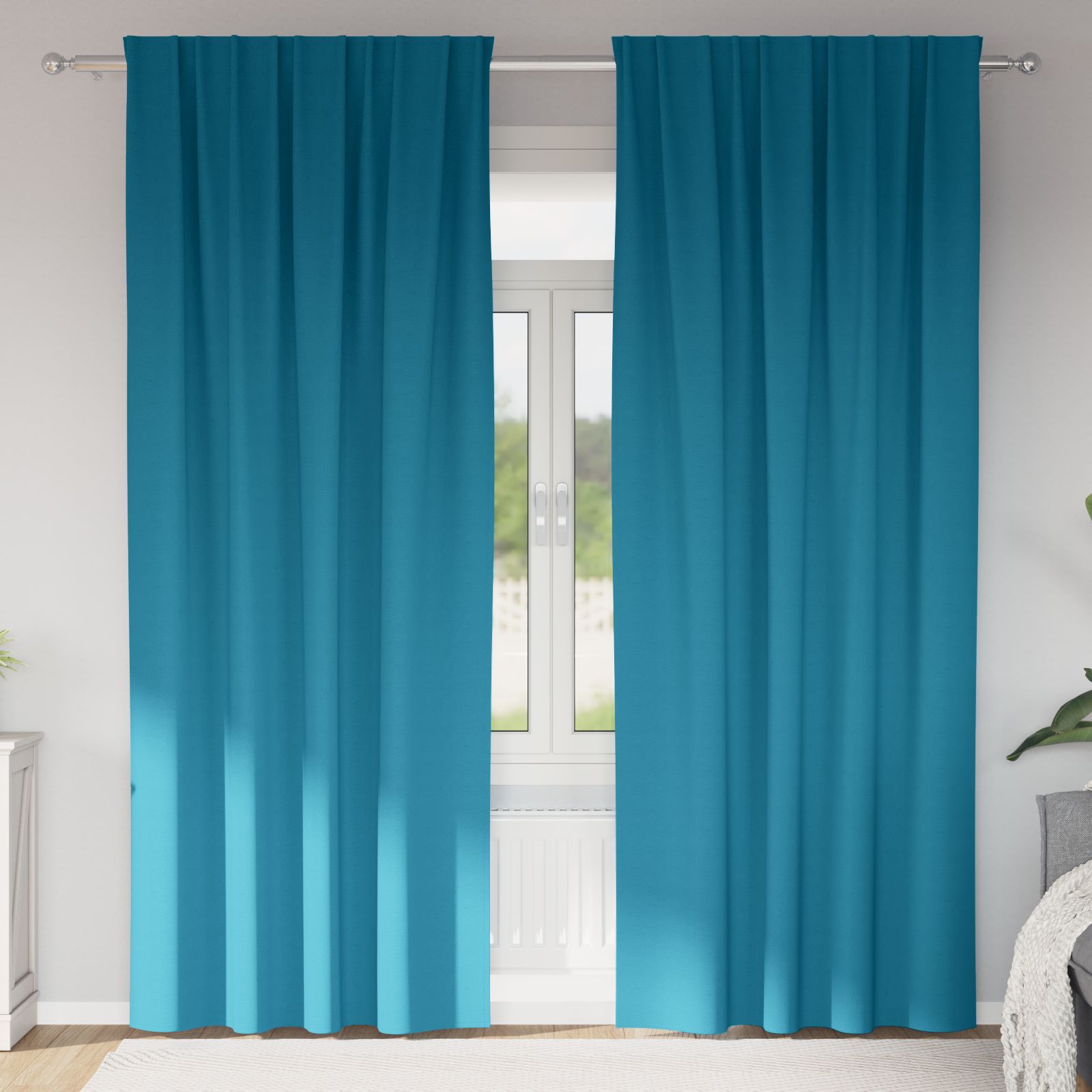 Zwart-out Gordijnen met Ringen 2 pcs Turquoise 245 x 140 cm image 1