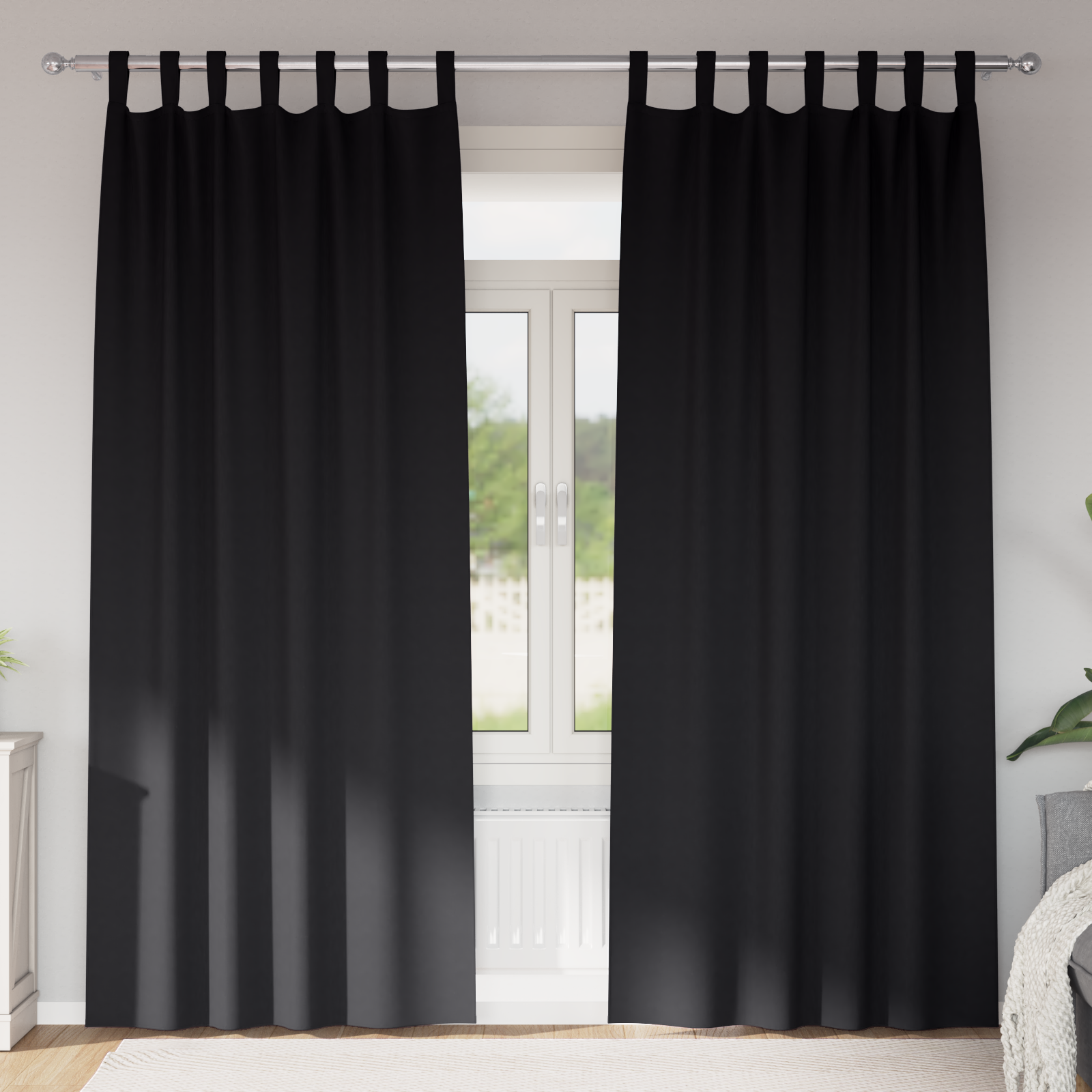 Verduisterende gordijnen 2 pcs Zwart 225 x 140 cm Polyester