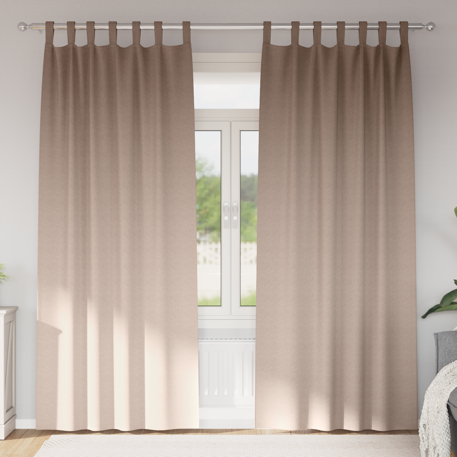 Gordijnen met gordijnen 2 pcs Taupe 260 x 140 cm Polyester