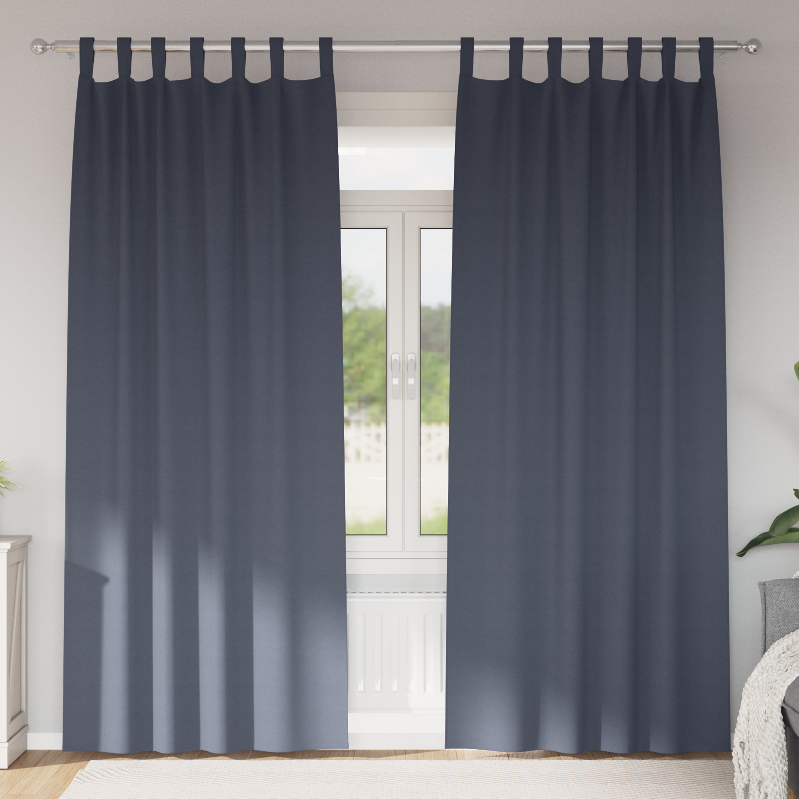 Gordijnen met gordijnen 2 pcs Antraciet 260 x 140 cm Polyester