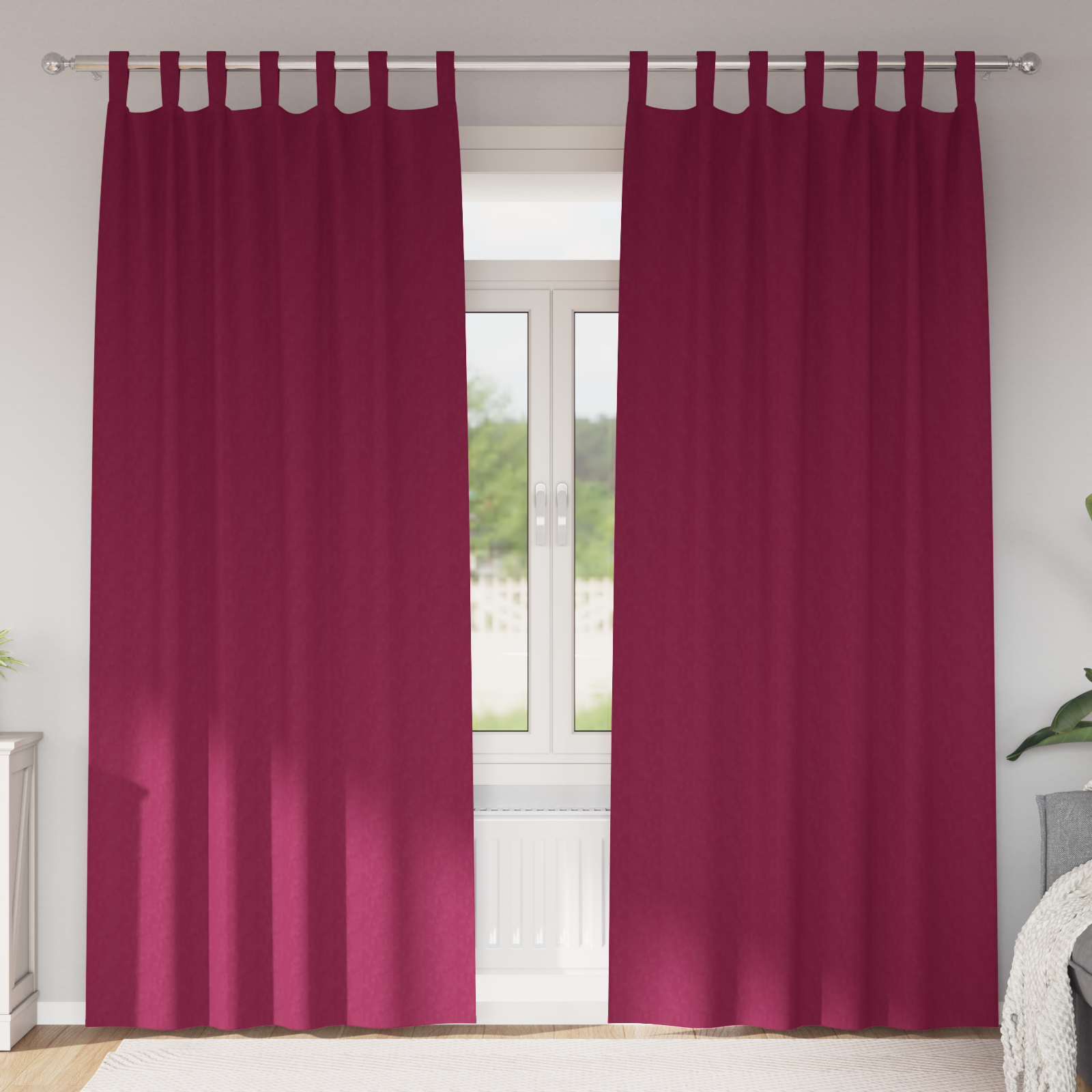 Gordijnen met gordijnen 2 pcs Wijnrood 260 x 140 cm Polyester
