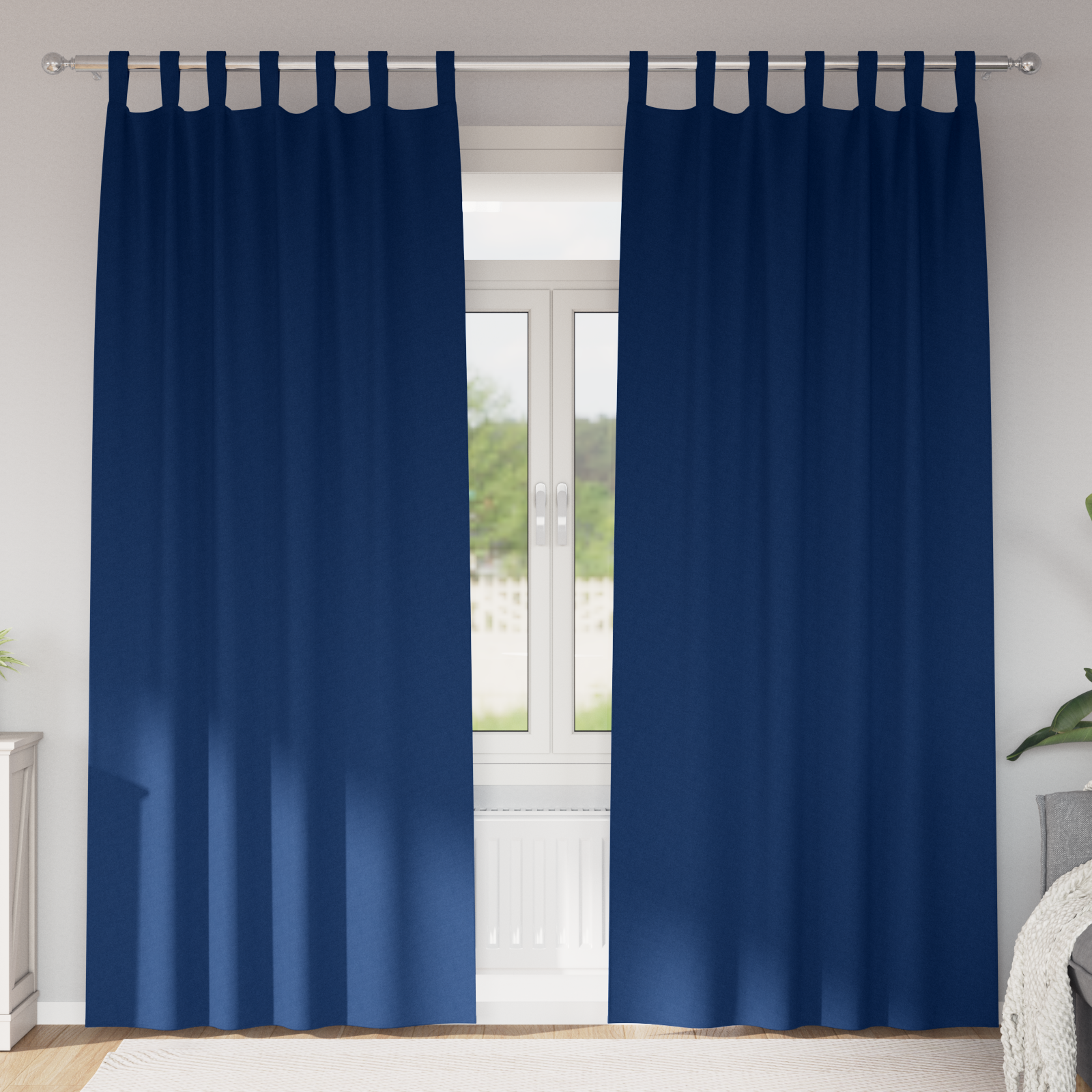 Gordijnen 2 pcs Donkerblauw 260 x 140 cm Polyester