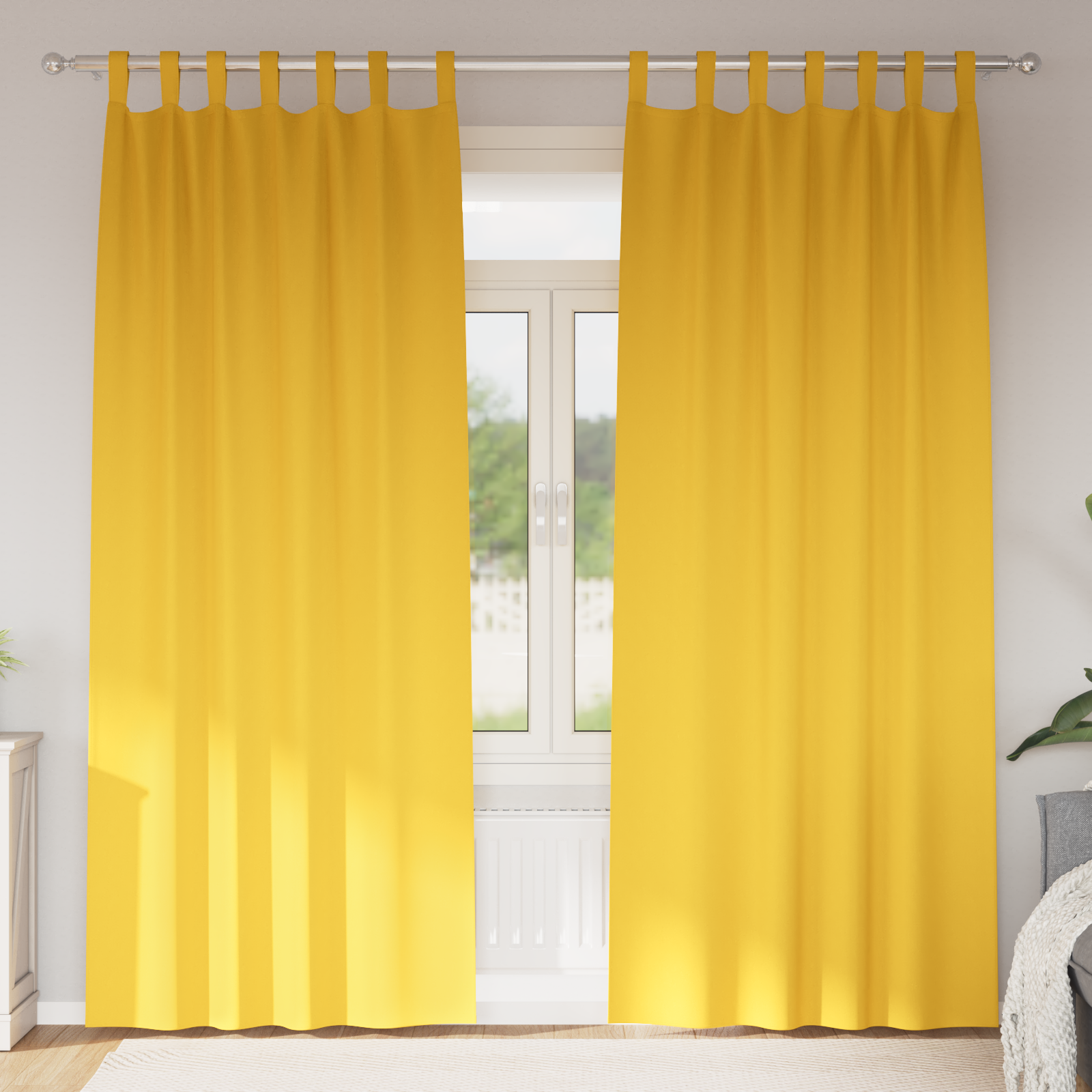 Gordijnen 2 pcs Mosterdgeel 245 x 140 cm Polyester