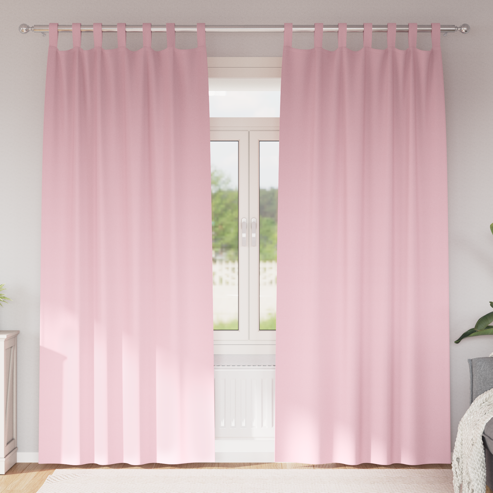 Gordijnen met gordijnen 2 pcs Babyroze 245 x 140 cm Polyester