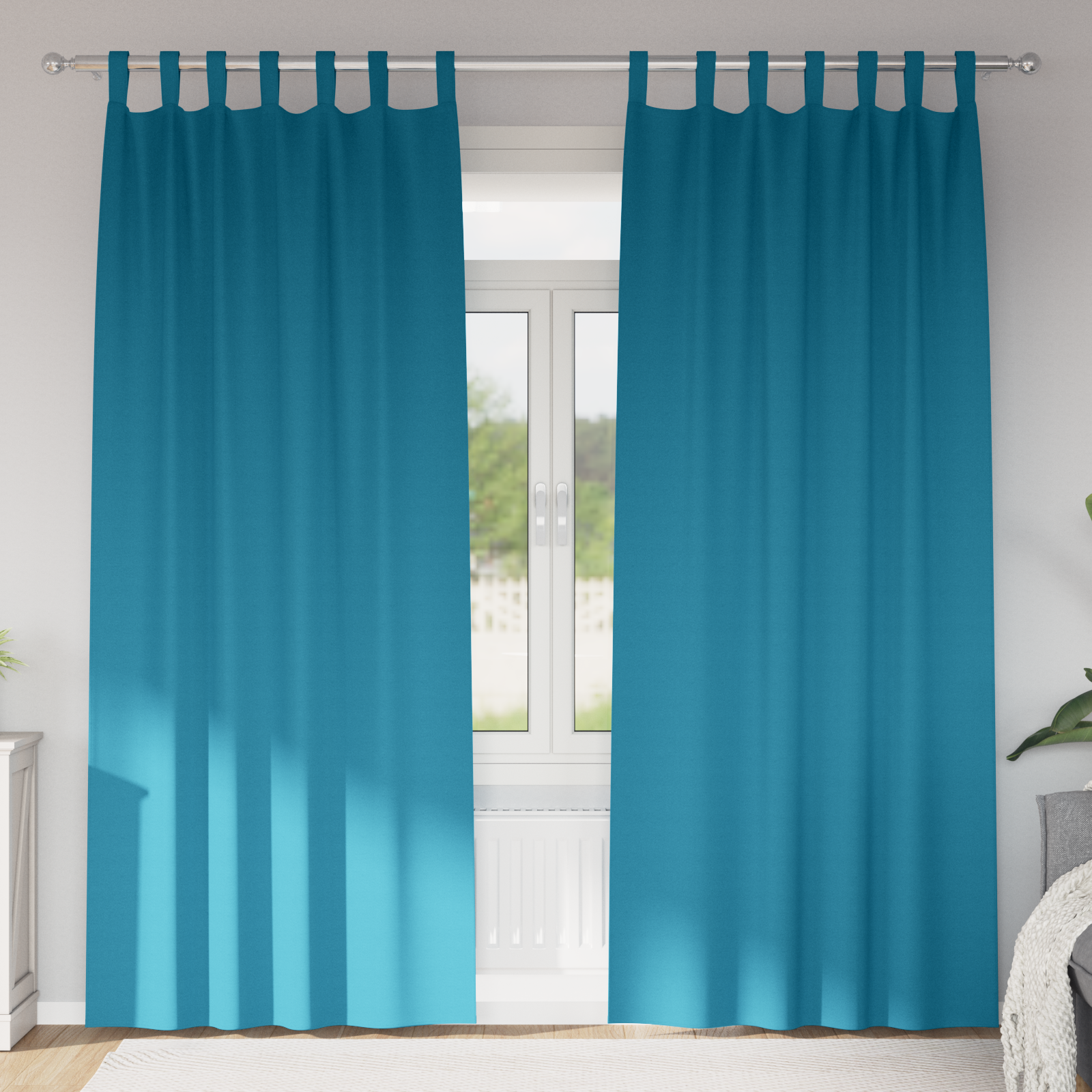 Gordijnen met gordijnen 2 pcs Turquoise 245 x 140 cm Polyester