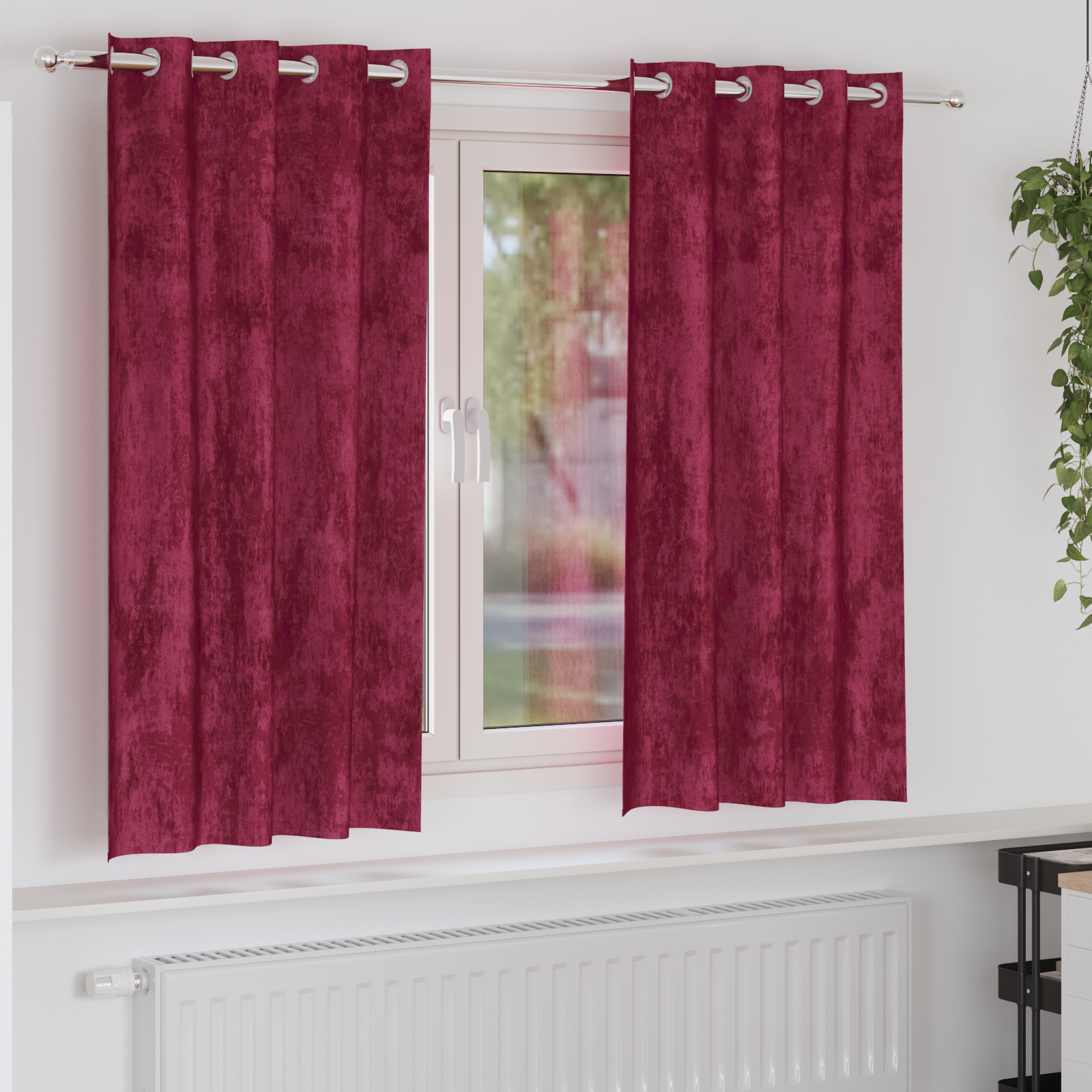 Velvet Gordijnen 2 Stuks met Oogjes Bordeauxrood 175×140 cm