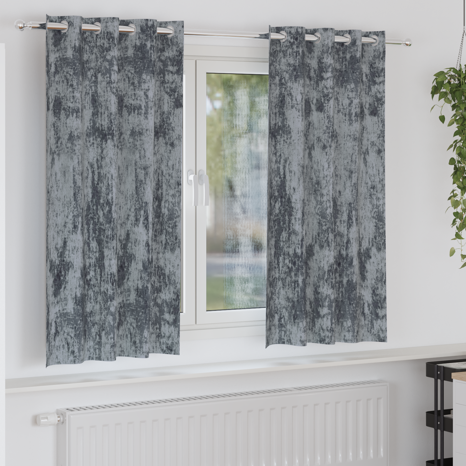 Grommet Curtains Silver Grey Polyester 140 x 175 cm