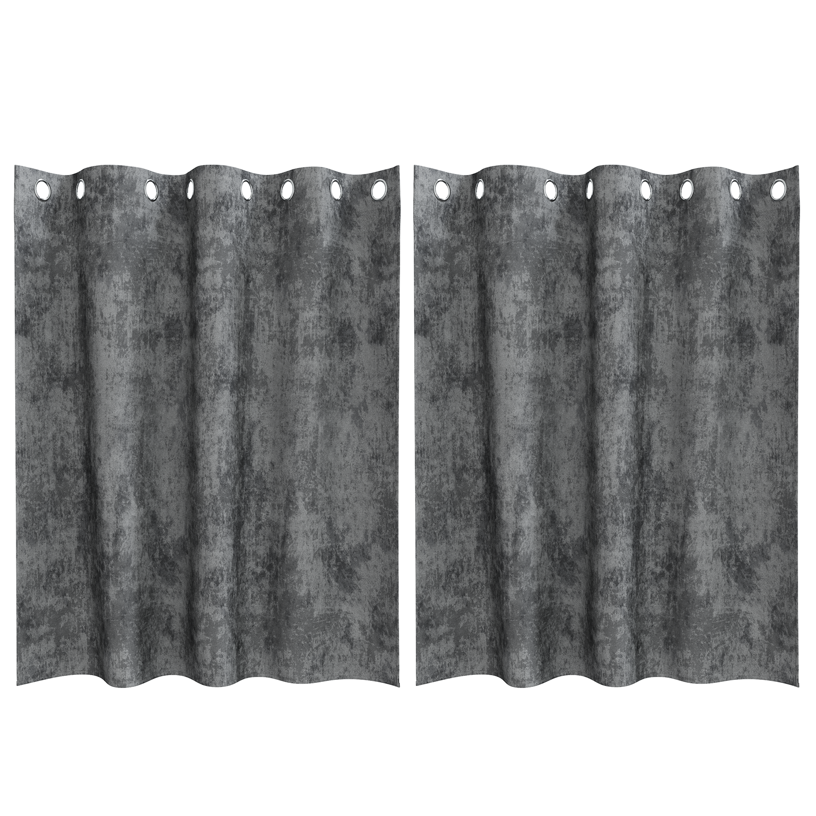 Velvet Curtains 2 pcs with Eyelets Grey 140x140 cm - Image 2