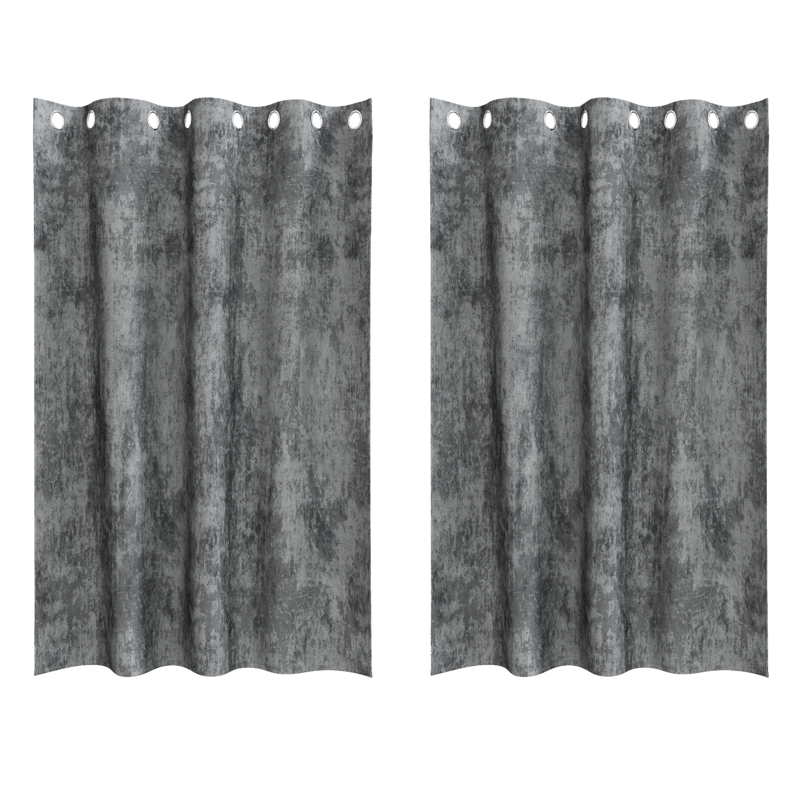 Velvet Curtains 2 pcs with Eyelets Grey 175x140 cm - Image 2