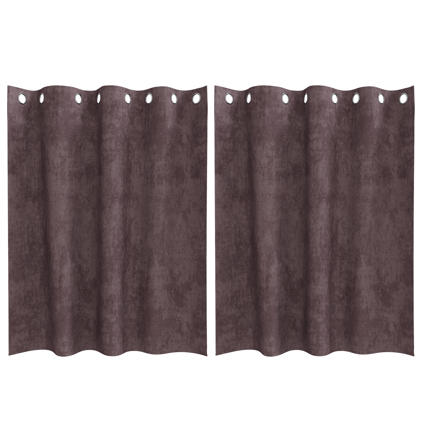 Velvet Curtains 2 pcs with Eyelets Brown 140x140 cm - Image 2