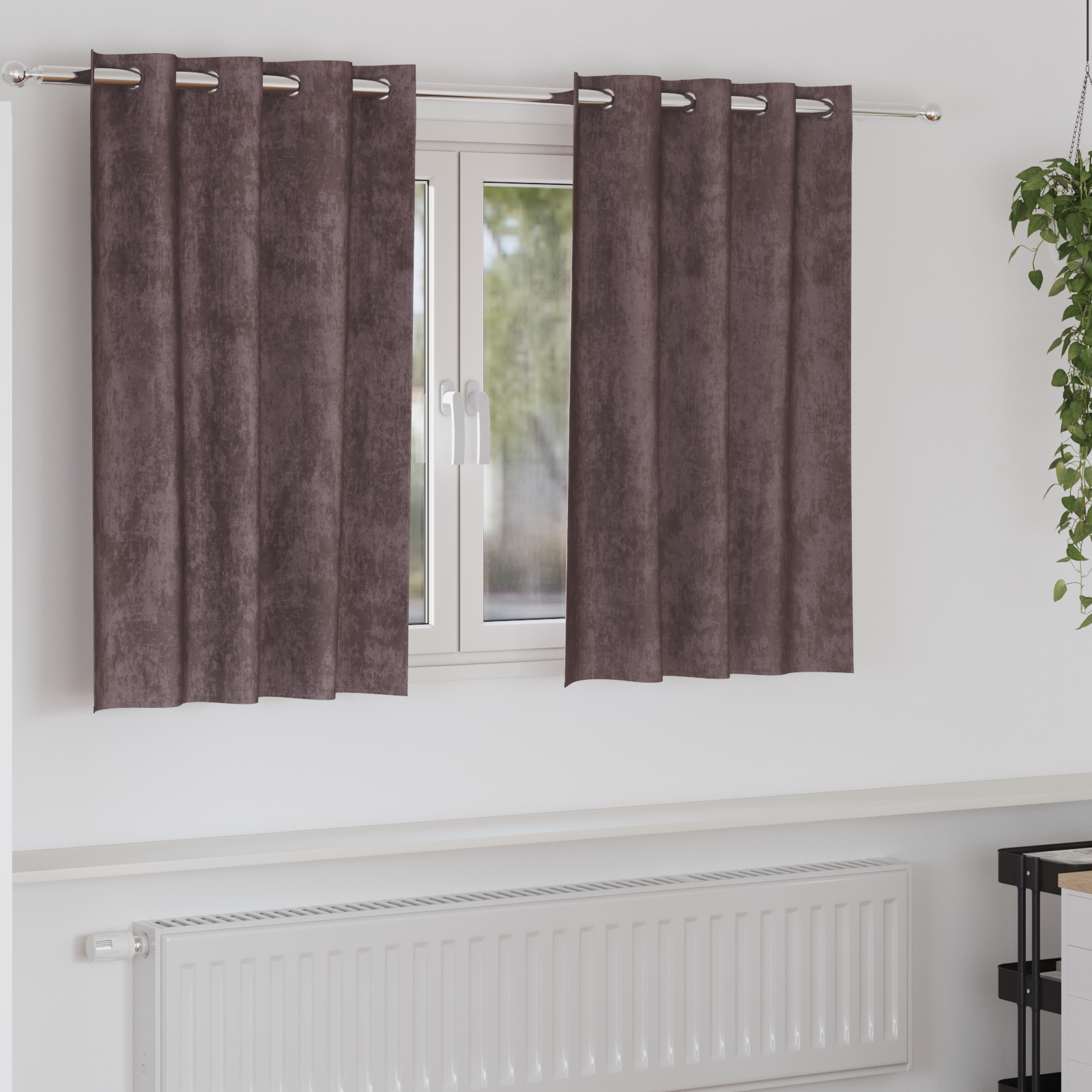 Velvet Curtains 2 pcs with Eyelets Brown 140x140 cm