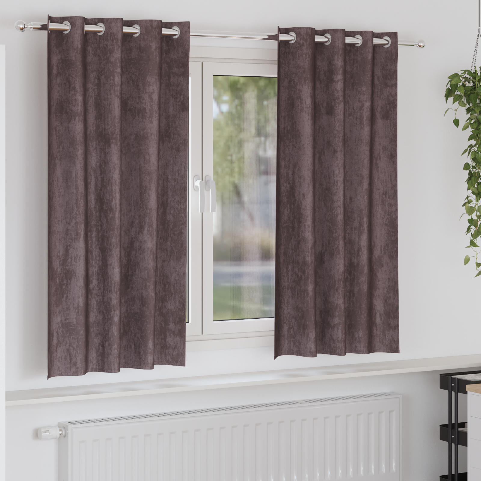 Velvet Gordijnen 2 stuks met Oogjes Bruin 175×140 cm