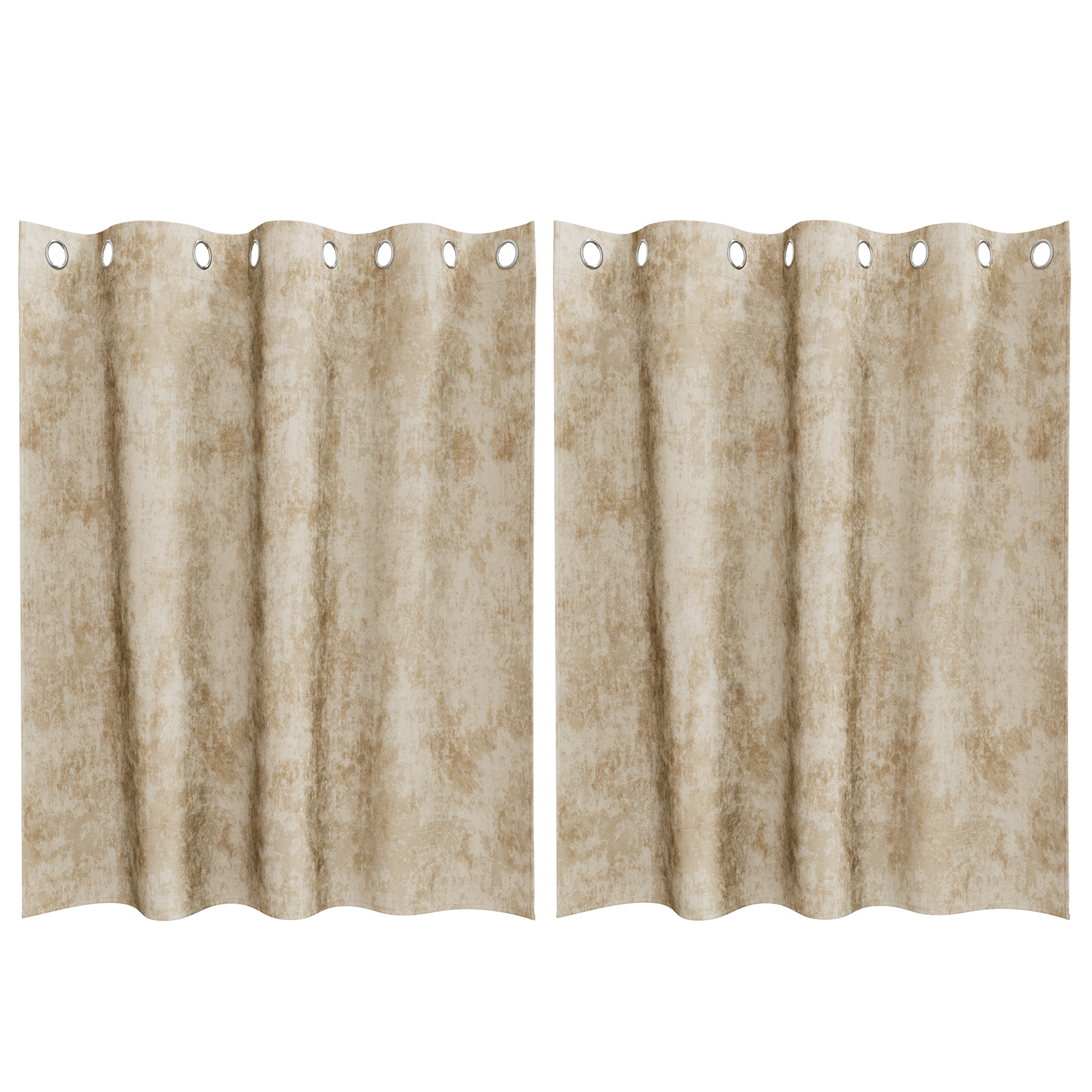 Velvet Curtains 2 pcs with Eyelets Cream 140x140 cm - Image 2