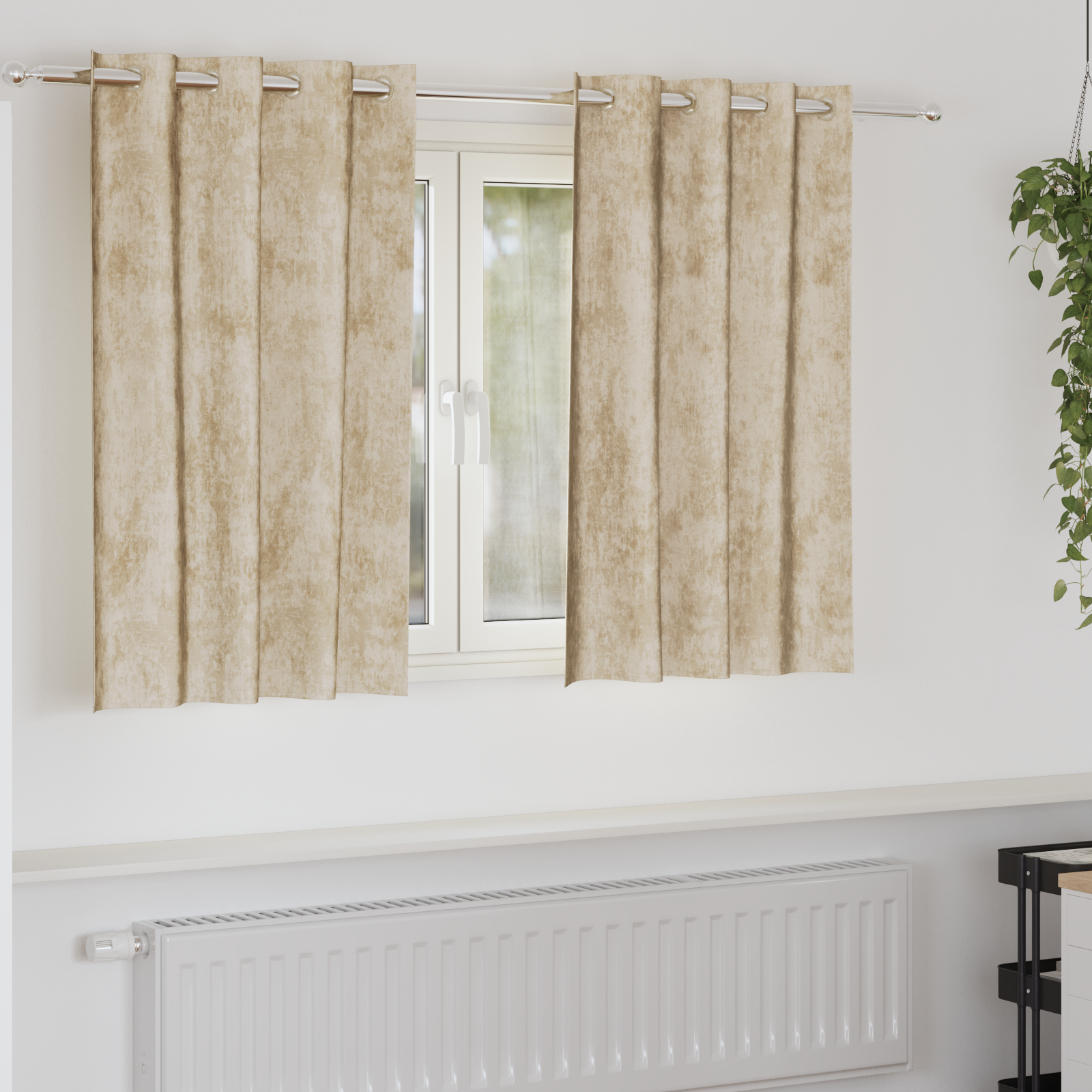 Fluwelen Gordijnen 2 stuks met Oogjes Crème 140×140 cm
