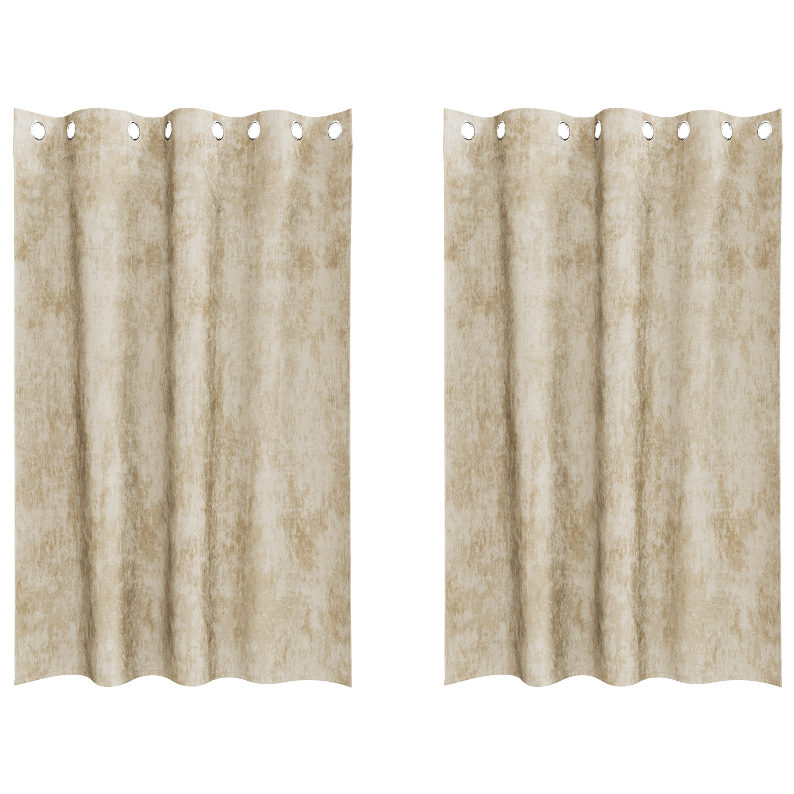 Velvet Curtains 2 pcs with Eyelets Cream 175x140 cm - Image 2