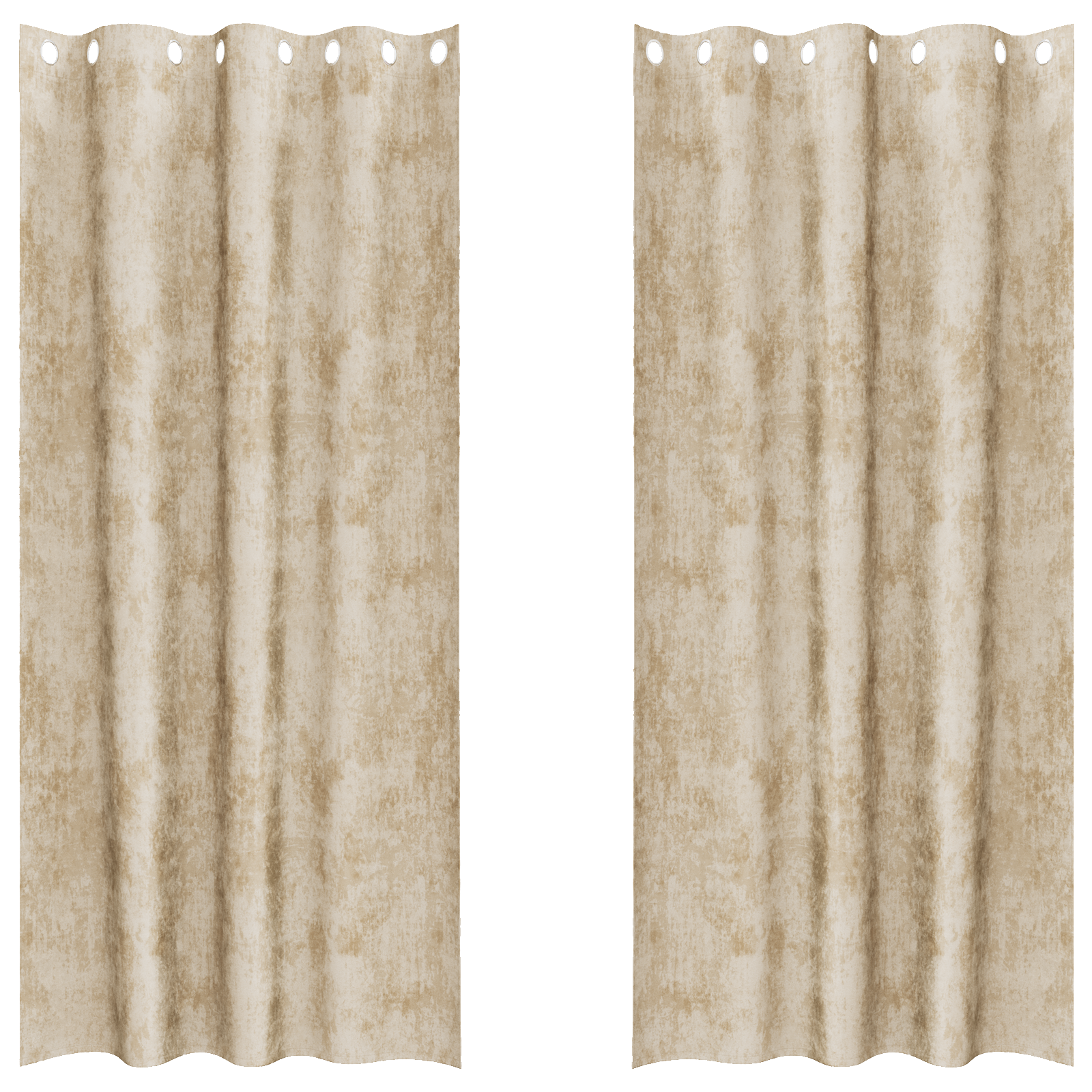 Velvet Curtains 2 pcs with Eyelets Cream 260x140 cm - Image 2