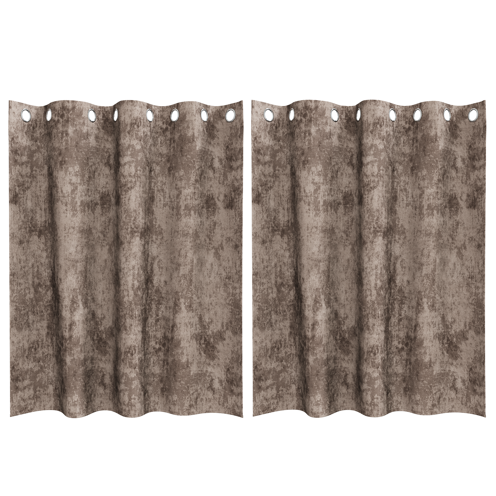 Velvet Curtains 2 pcs with Eyelets Cappuccino 140x140 cm - Image 2