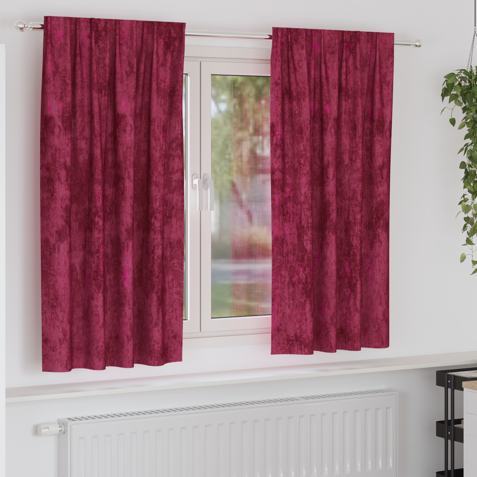 Velvet Curtains 2 pcs with Eyelets Wine Red 175x140 cm
