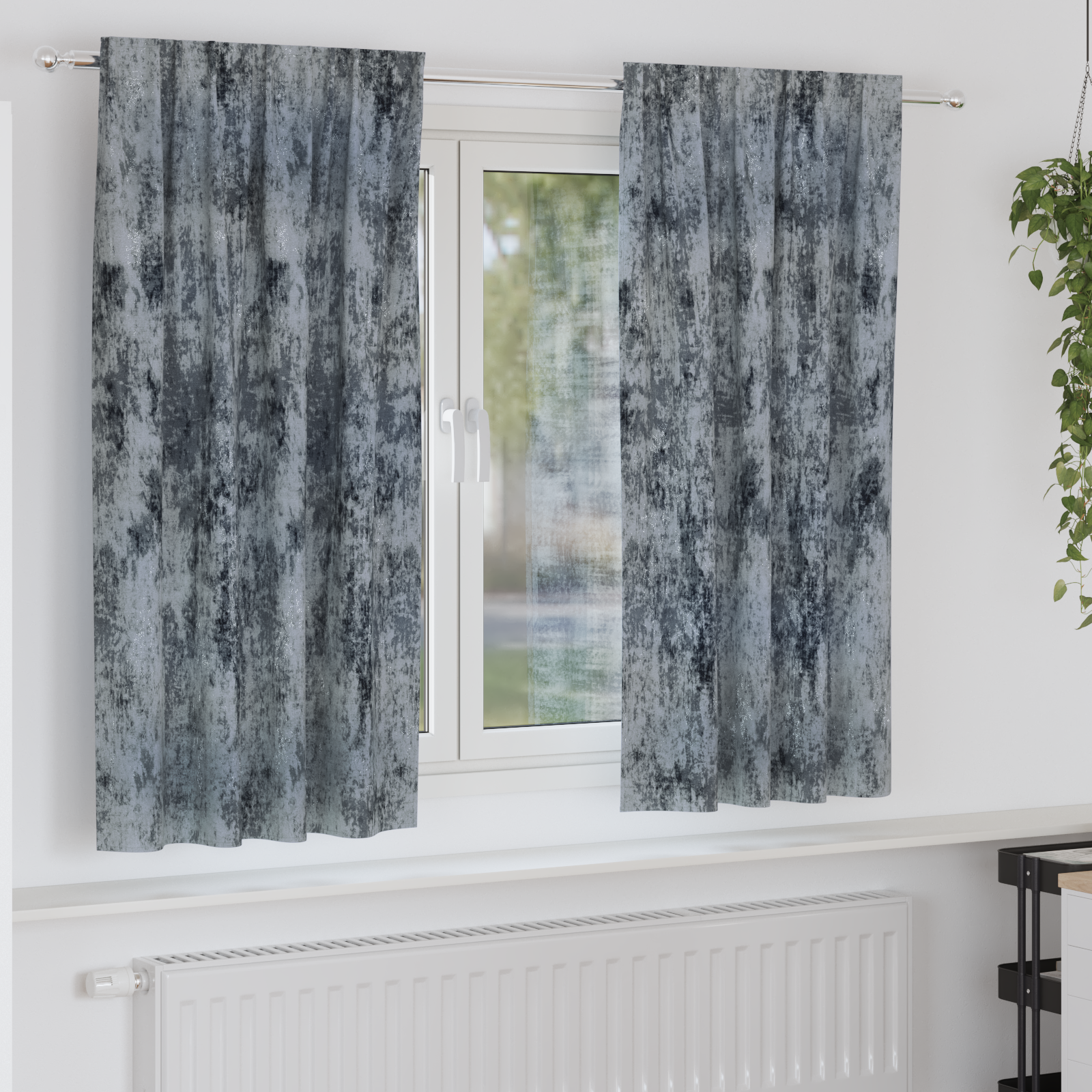 Velvet Curtains 2 pcs with Eyelets Silver Grey 175x140 cm