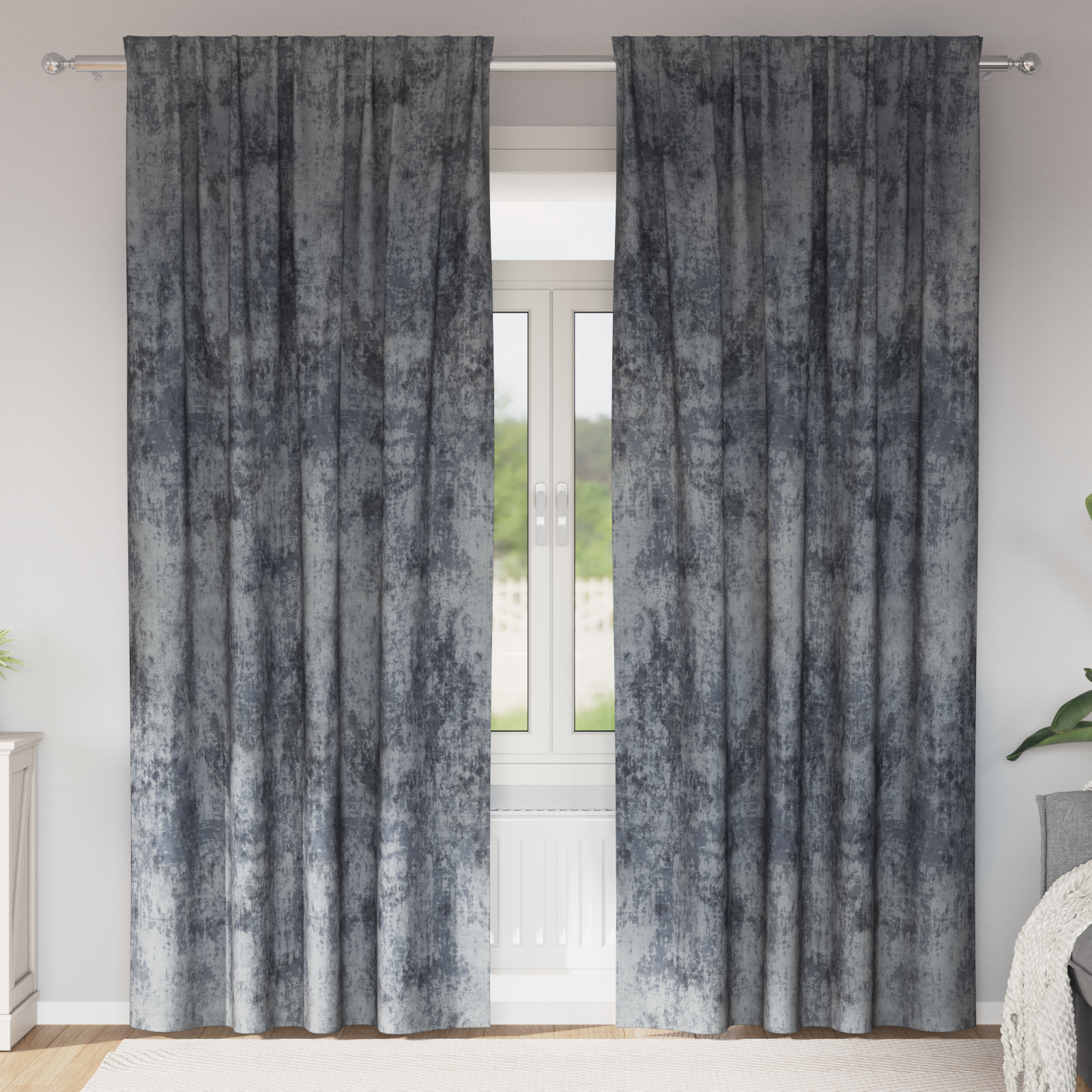 Velours Gordijnen 2 stuks met Eyelets Zilvergrijs 245×140 cm