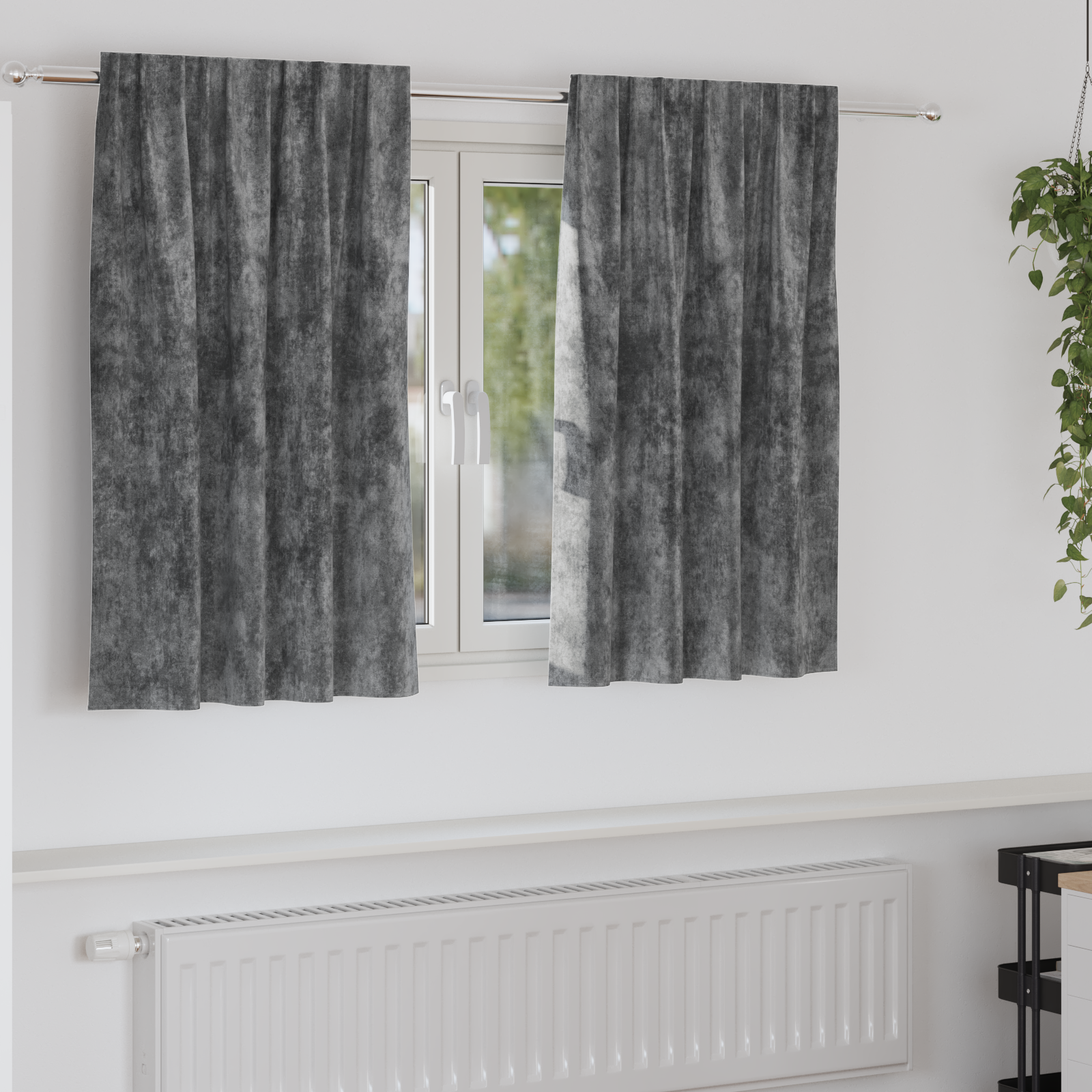 Velours Gordijnen 2 st. met Oogjes Grijs 140×140 cm