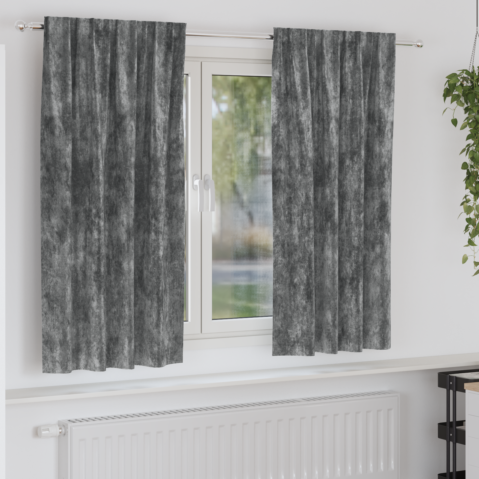 Velvet Curtains 2 pcs with Eyelets Grey 175x140 cm