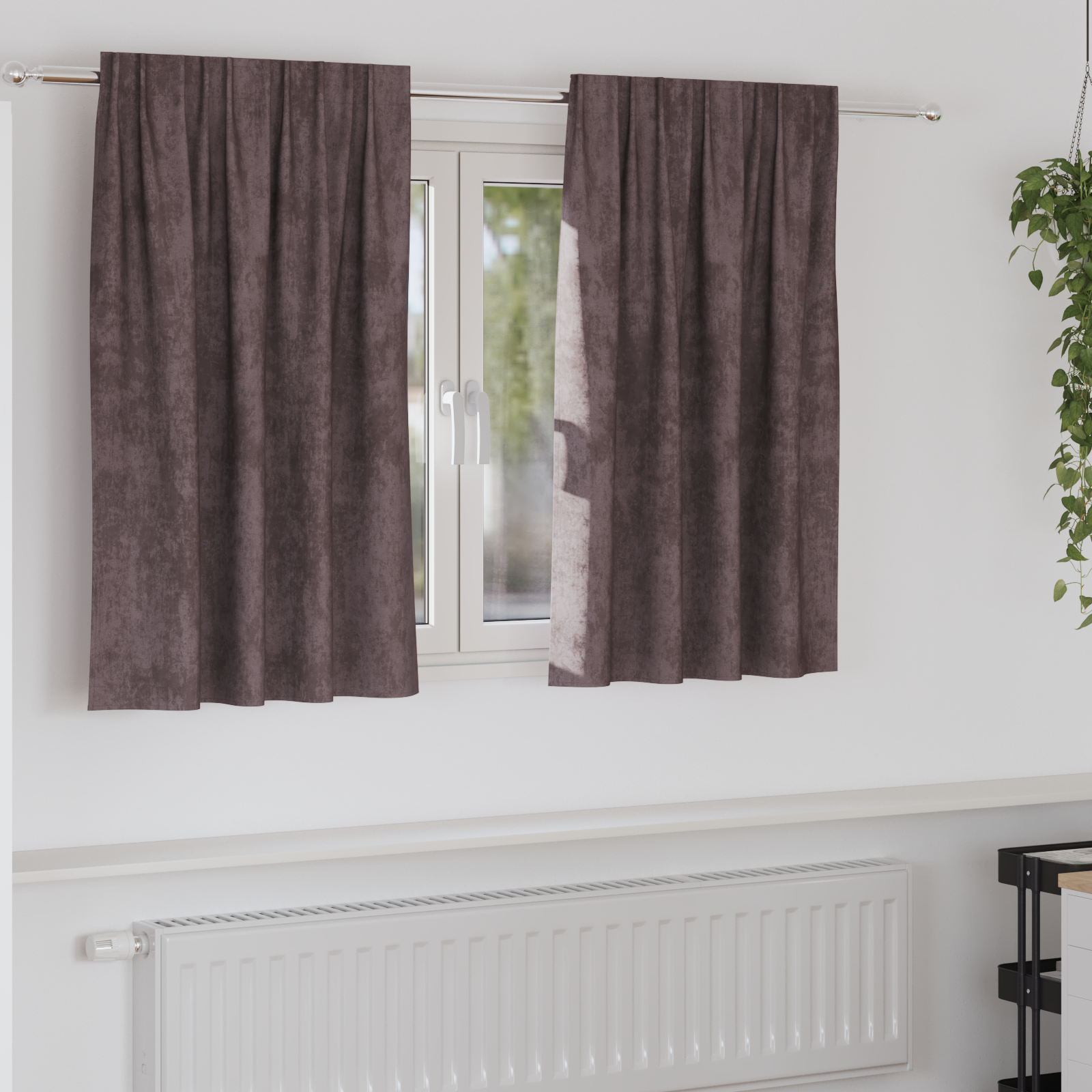 Velvet Curtains 2 pcs with Eyelets Brown 140x140 cm