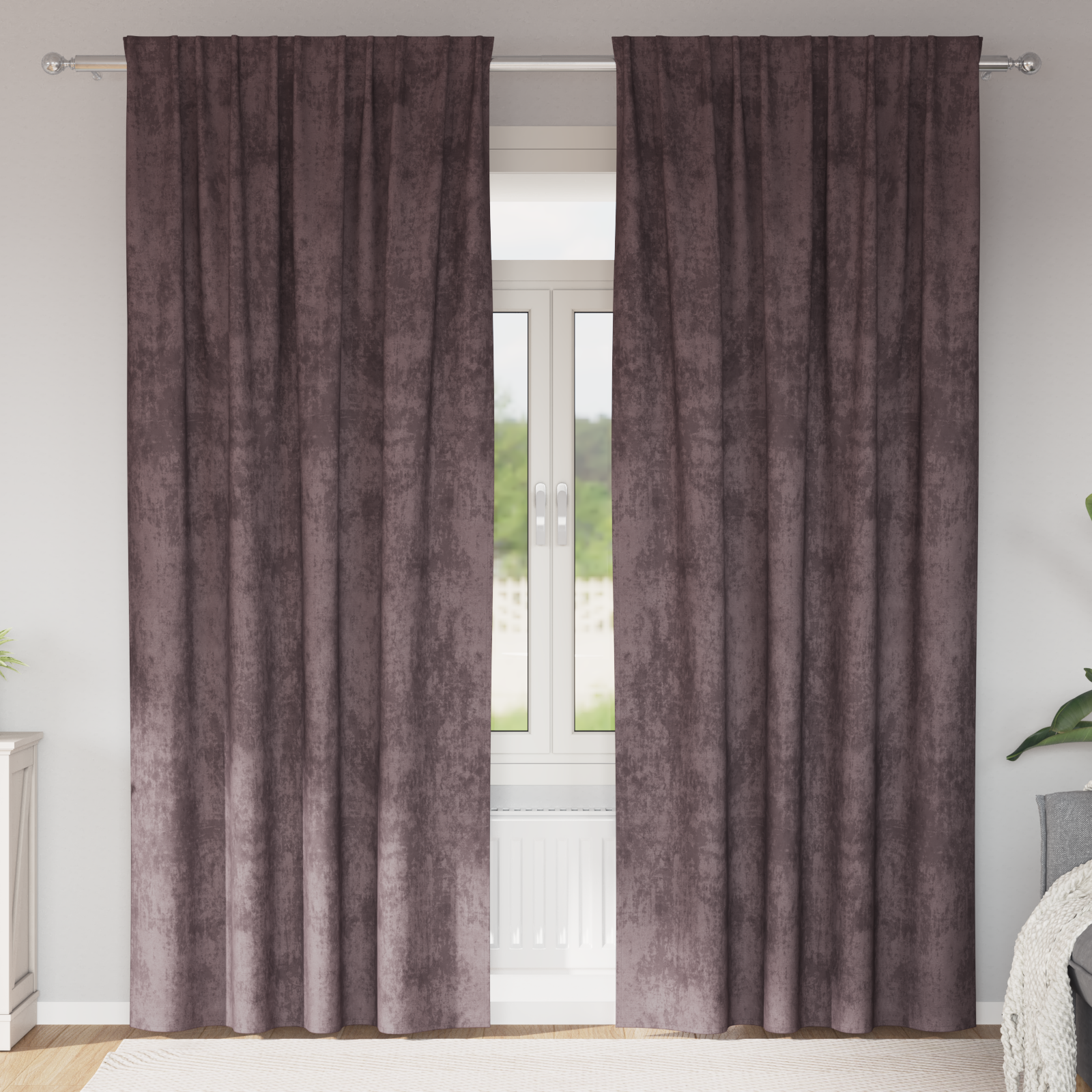Velvet Curtains 2 pcs with Eyelets Brown 245x140 cm