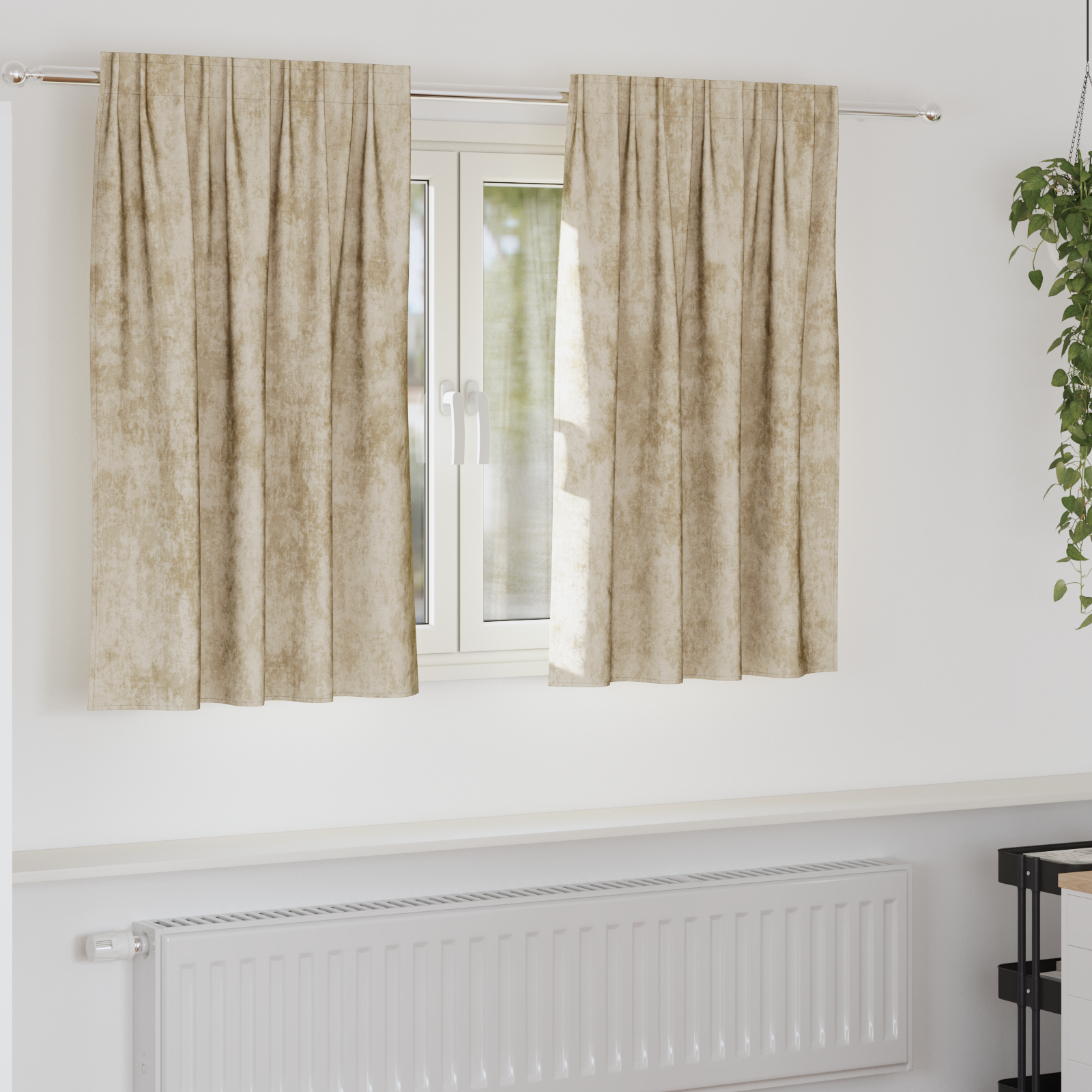 Velvet Curtains 2 pcs with Eyelets Cream 140x140 cm