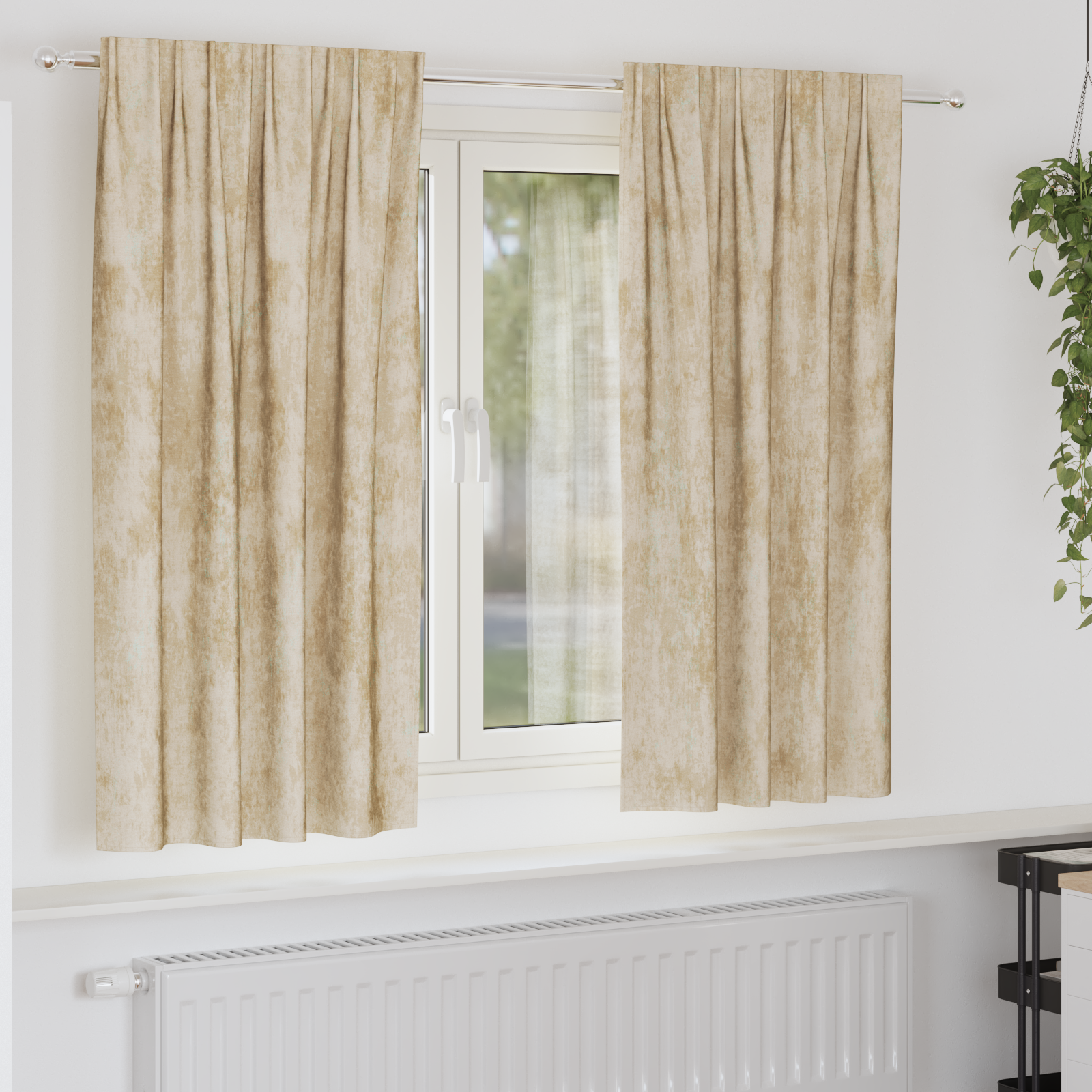 Velvet Gordijnen 2 stuks met Eyelets Crème 175×140 cm
