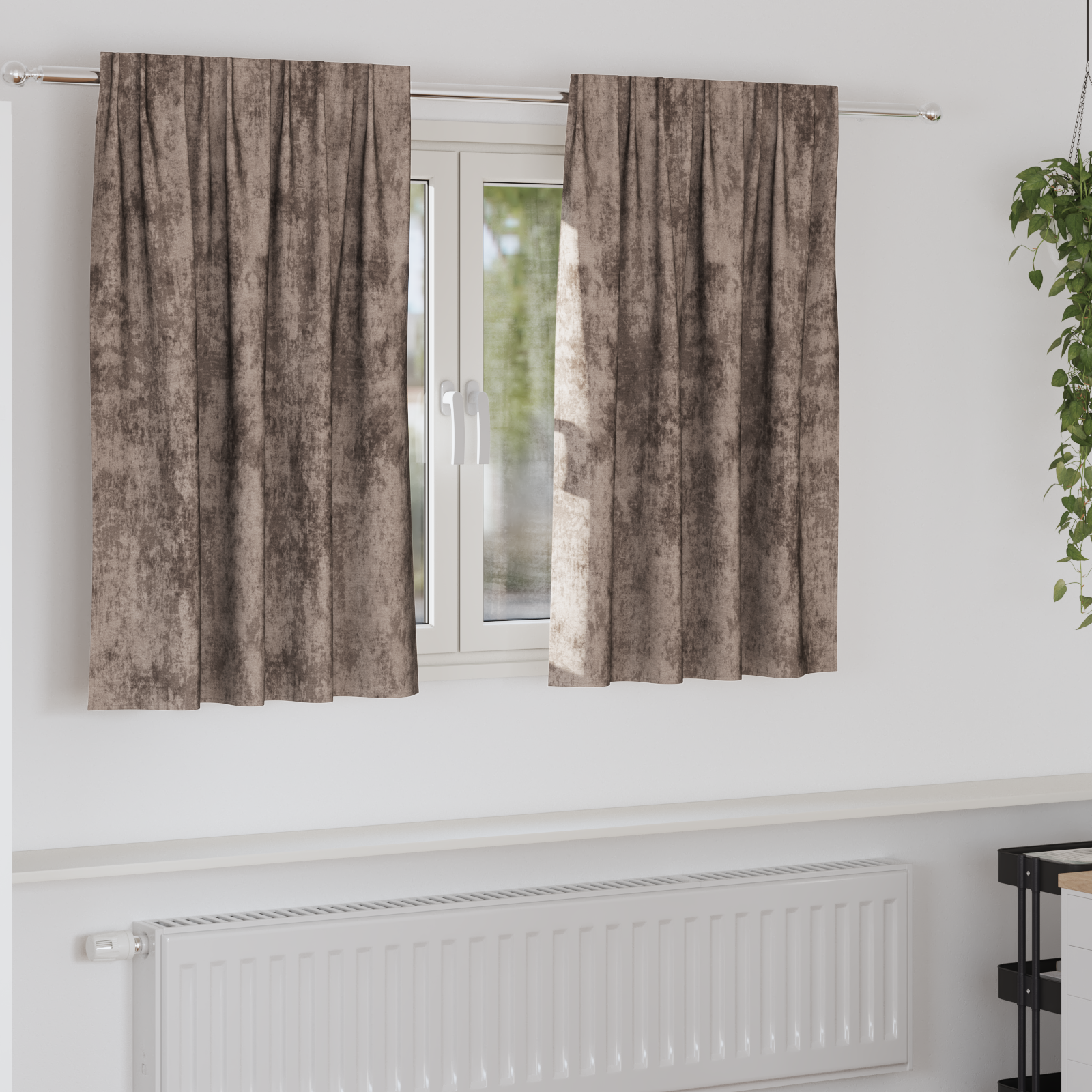 Velvet Curtains 2 pcs with Eyelets Cappuccino 140x140 cm
