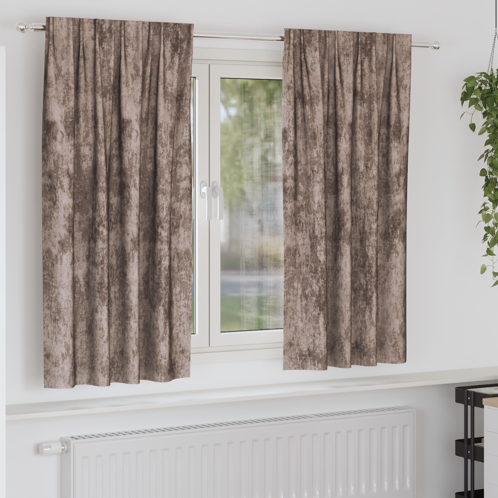 Velvet Curtains 2 pcs with Eyelets Cappuccino 175x140 cm