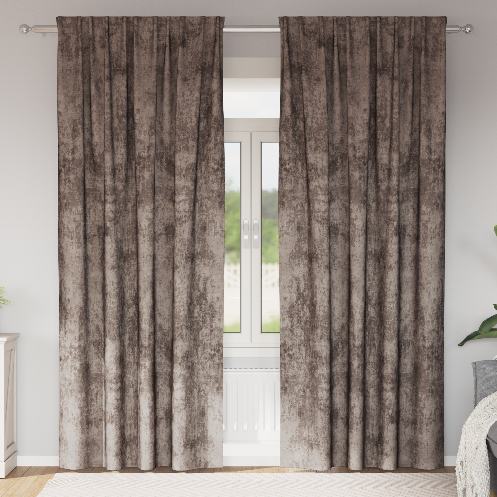 Velvet Curtains 2 pcs with Eyelets Cappuccino 225x140 cm