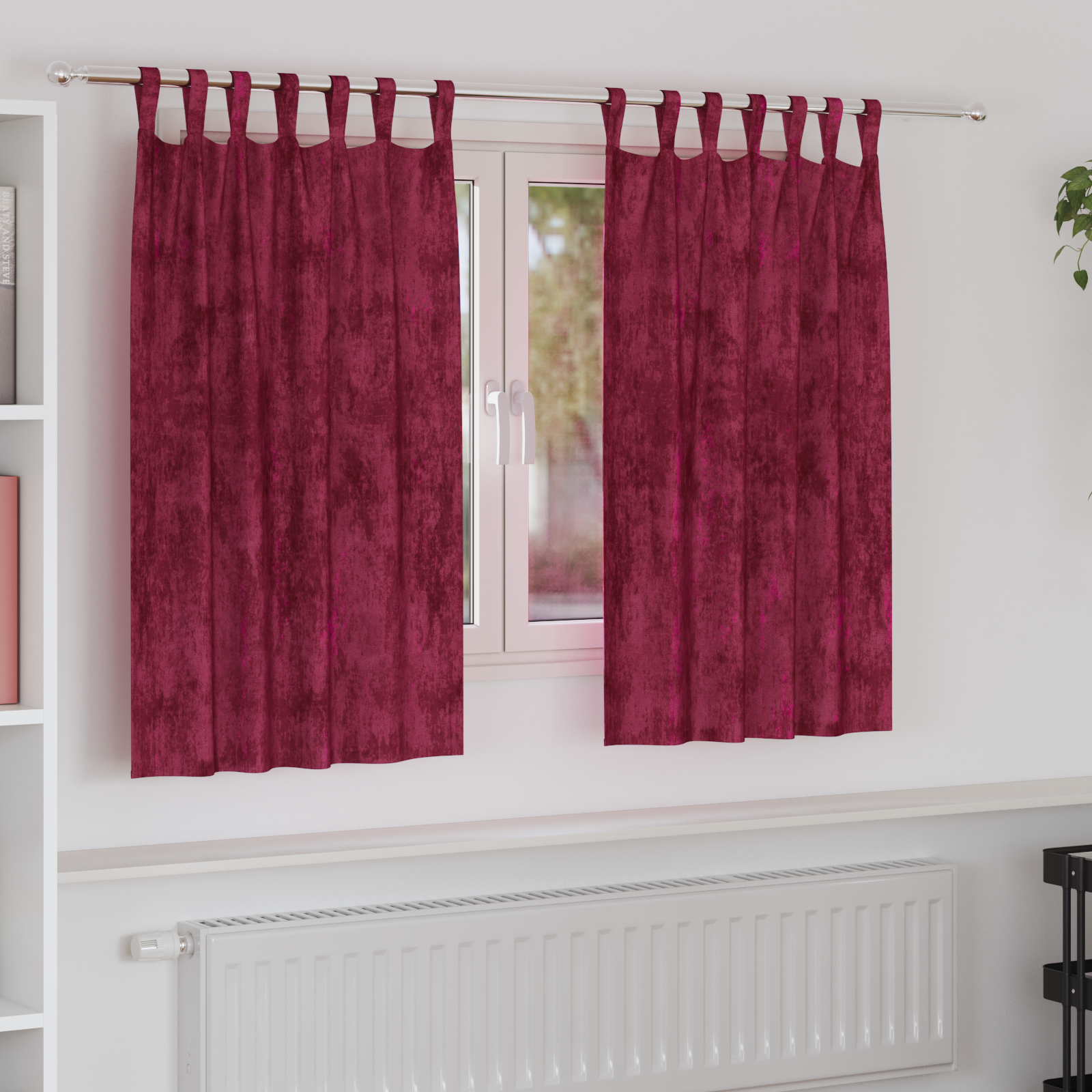 Velvet Curtains Wine Red Polyester 140 x 140 cm Decorative Inlays