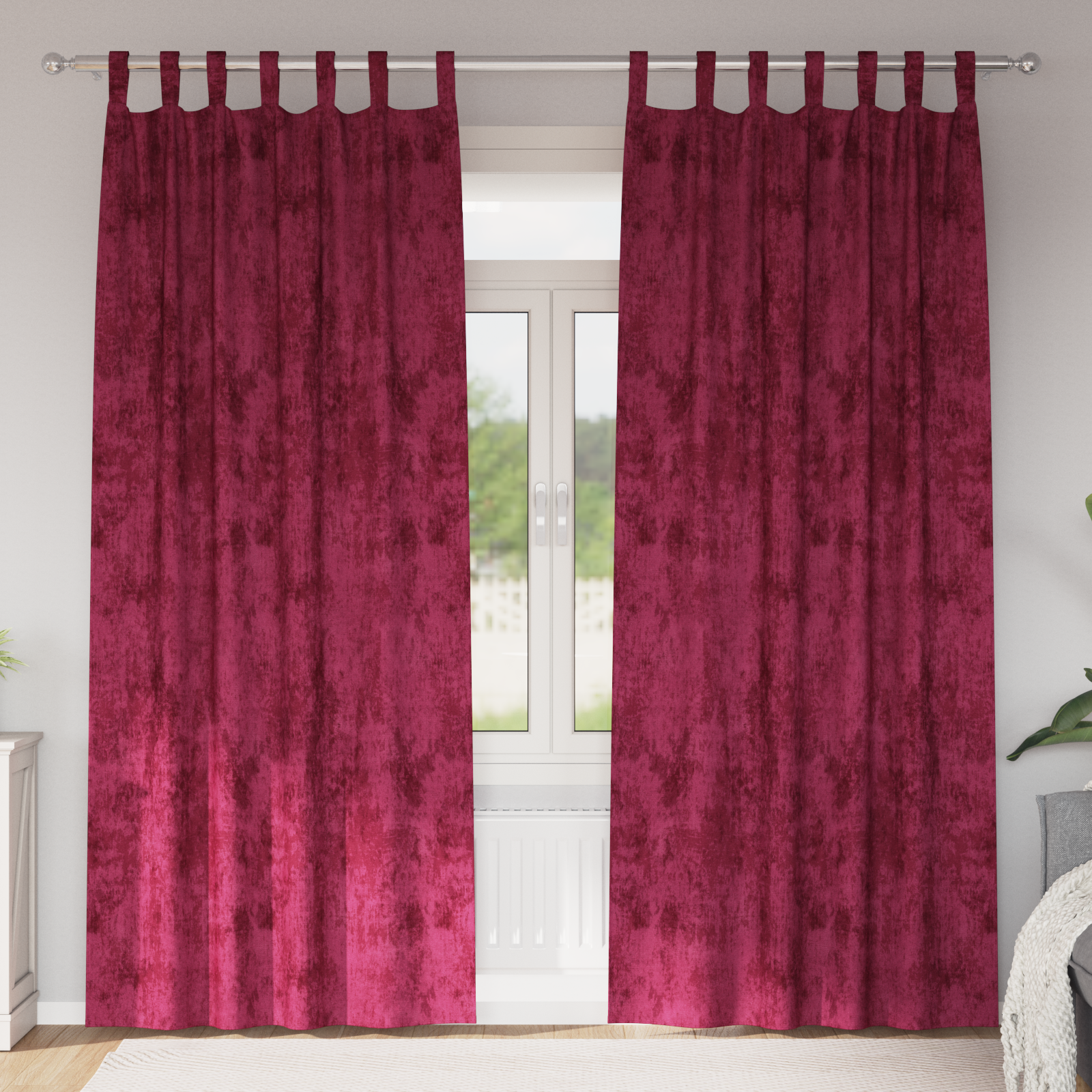 Velours Gordijnen 2 stuks met Oogjes Bordeauxrood 260×140 cm
