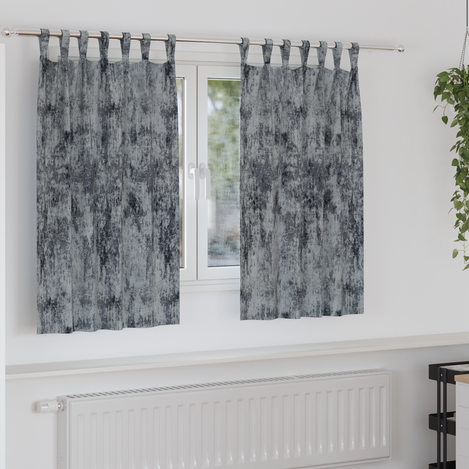 Velours Gordijnen 2 stuks met Oogjes Zilver Grijs 140×140 cm