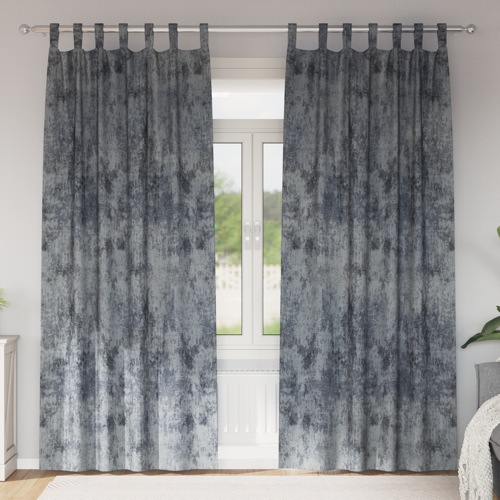 Velvet Curtains 2 pcs with Eyelets Silver Grey 245x140 cm