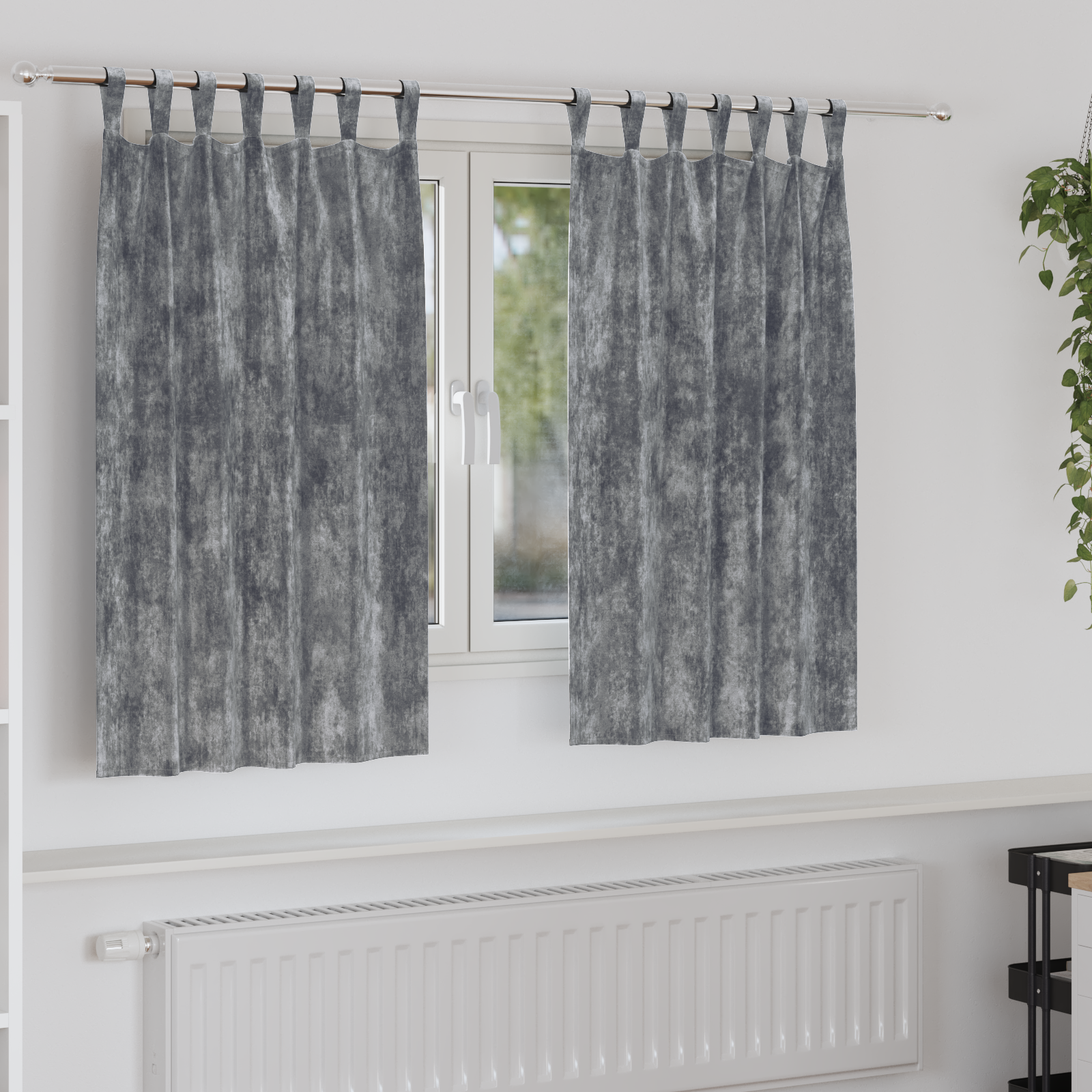 Fluwelen Gordijnen 2 stuks met Oogjes Grijs 140×140 cm